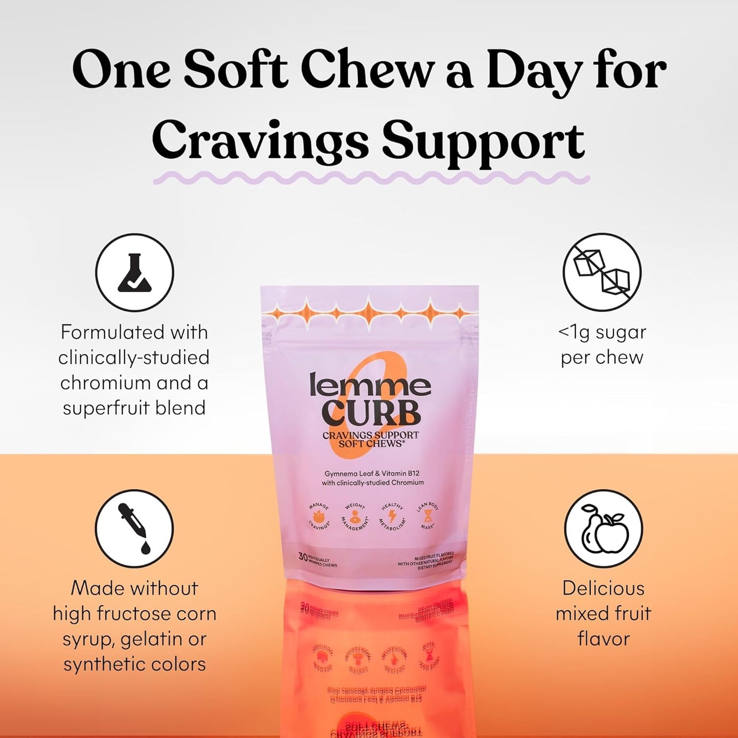 Mixed Berry Soft Chews - Curb Cravings, Support Healthy Diet & Metabolism, Clinically Studied Chromium, Gymnema & B12, 30 Count