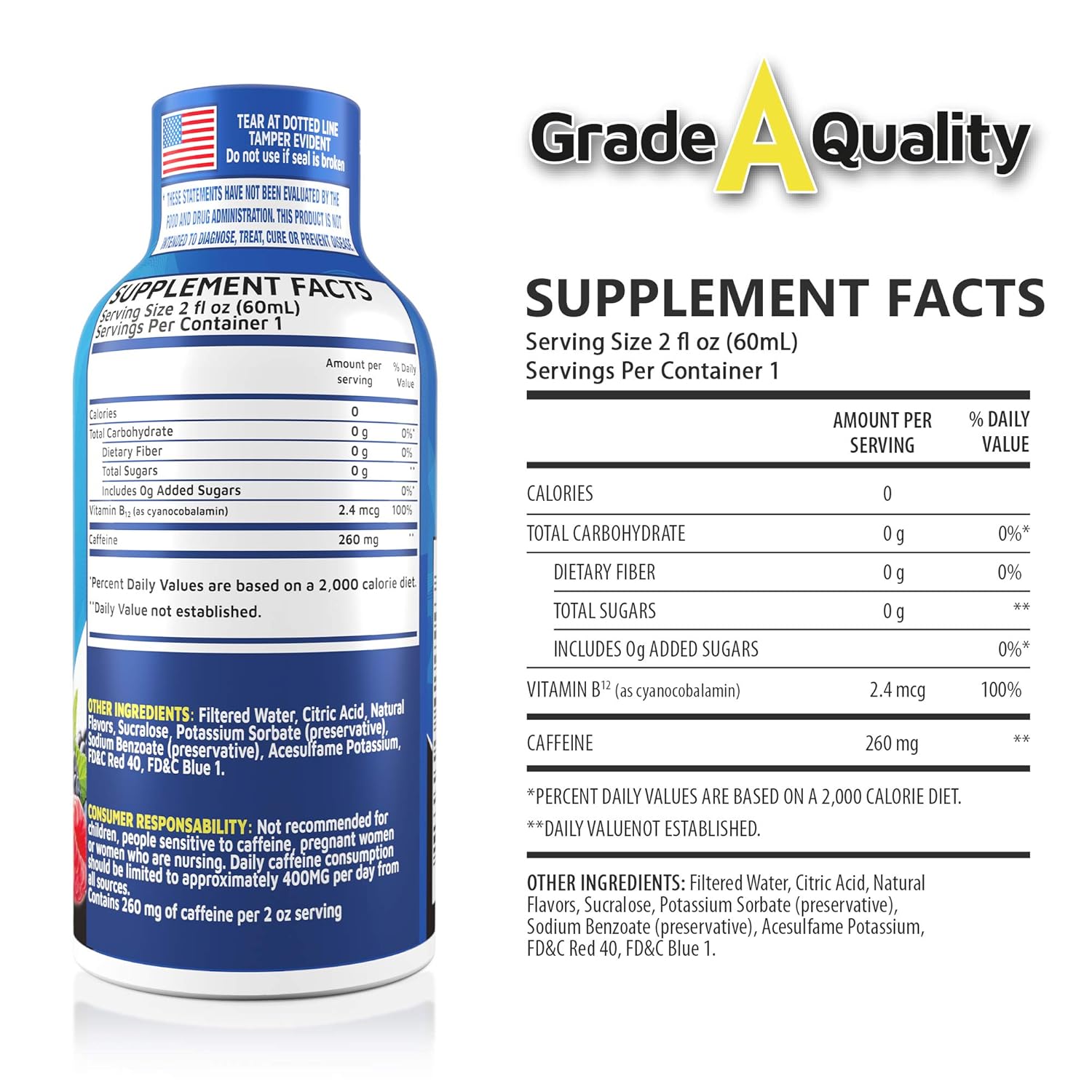 Mixed Berry Vitamin Energy Shots - 12 Pack, 1.93 Fl Oz Each, Up to 7 Hours of Energy