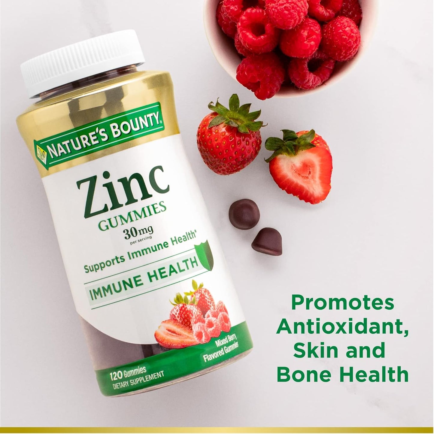 Mixed Berry Zinc Gummies for Immune Support and Skin Health - 120 Count