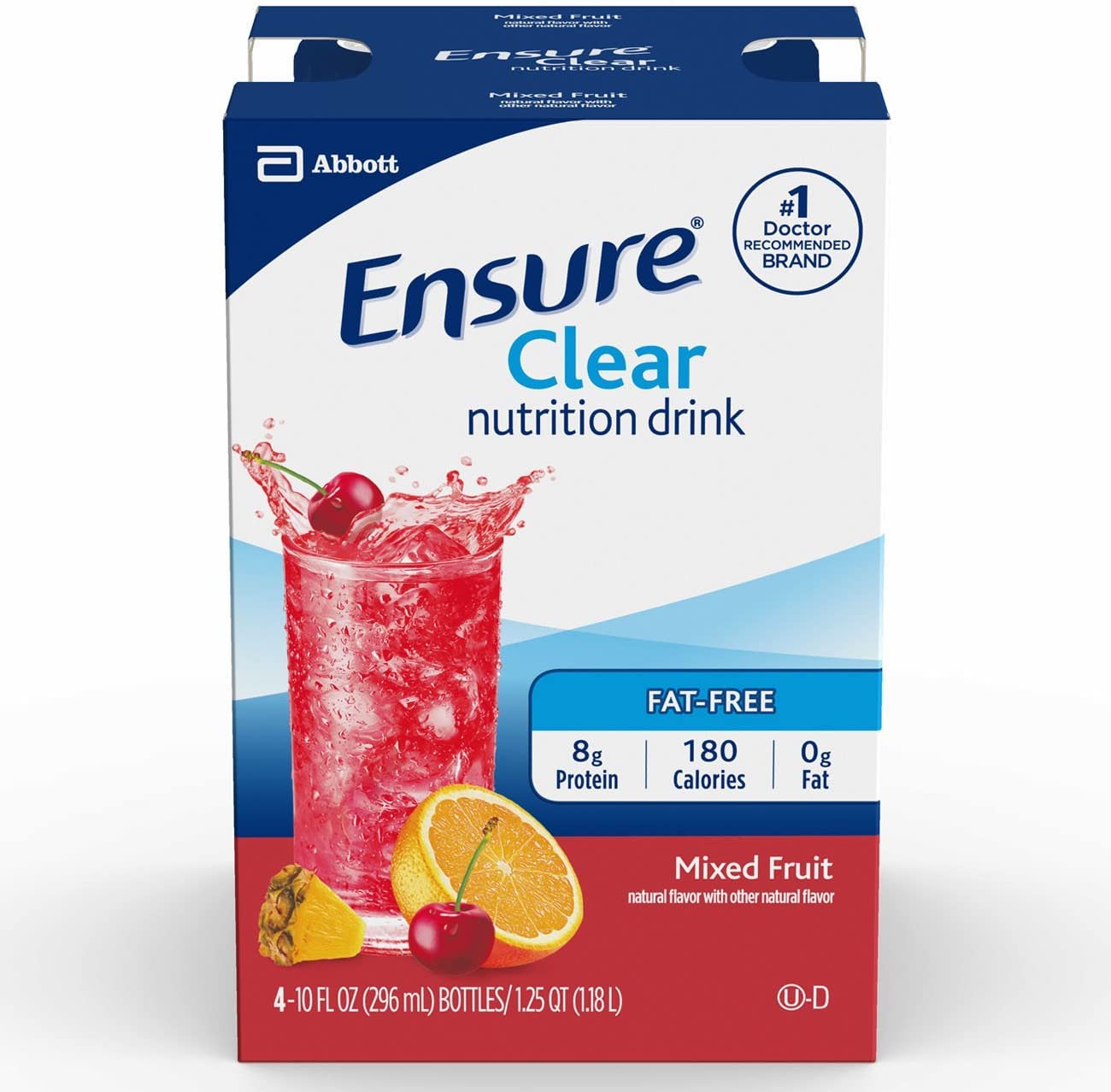 Mixed Fruit Flavor Ensure Clear Nutrition Drink Bottles - 10 Fl Oz, Pack of 4