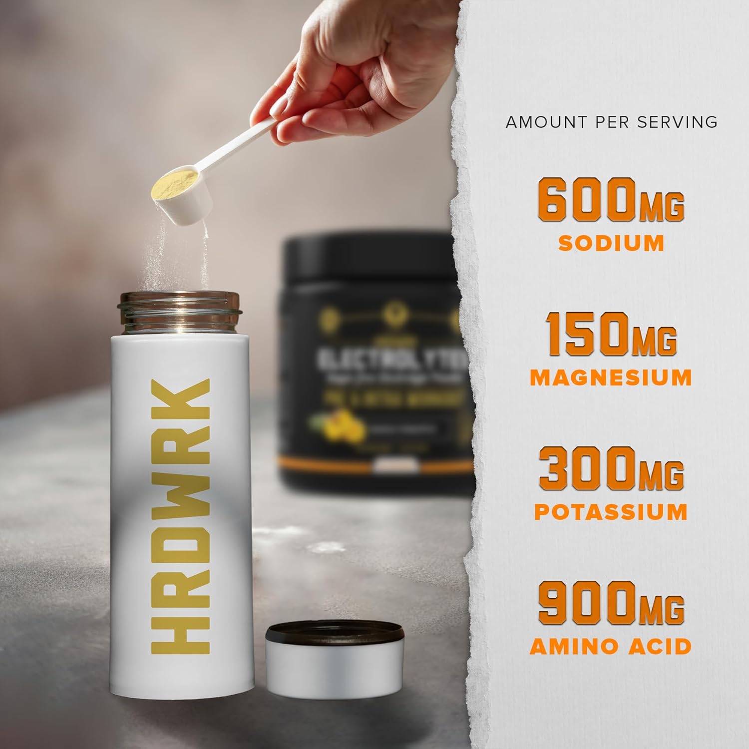 MMA Nutrition HRDWRK Electrolytes Powder: Sugar-Free Supplement for Endurance and Hydration