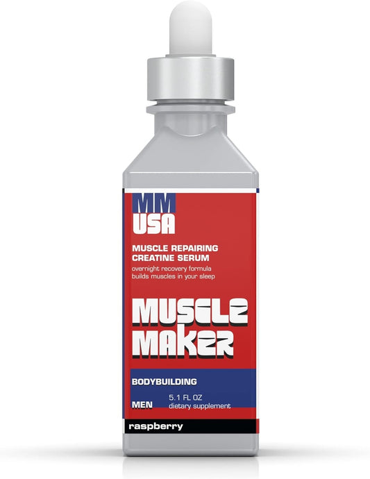MMUSA Muscle Maker Post Workout Serum: Ultimate Men's Health Supplement with Antioxidants, Vitamin C, Zinc, Creatine, Raspberry Flavor 5.1 Fl Oz