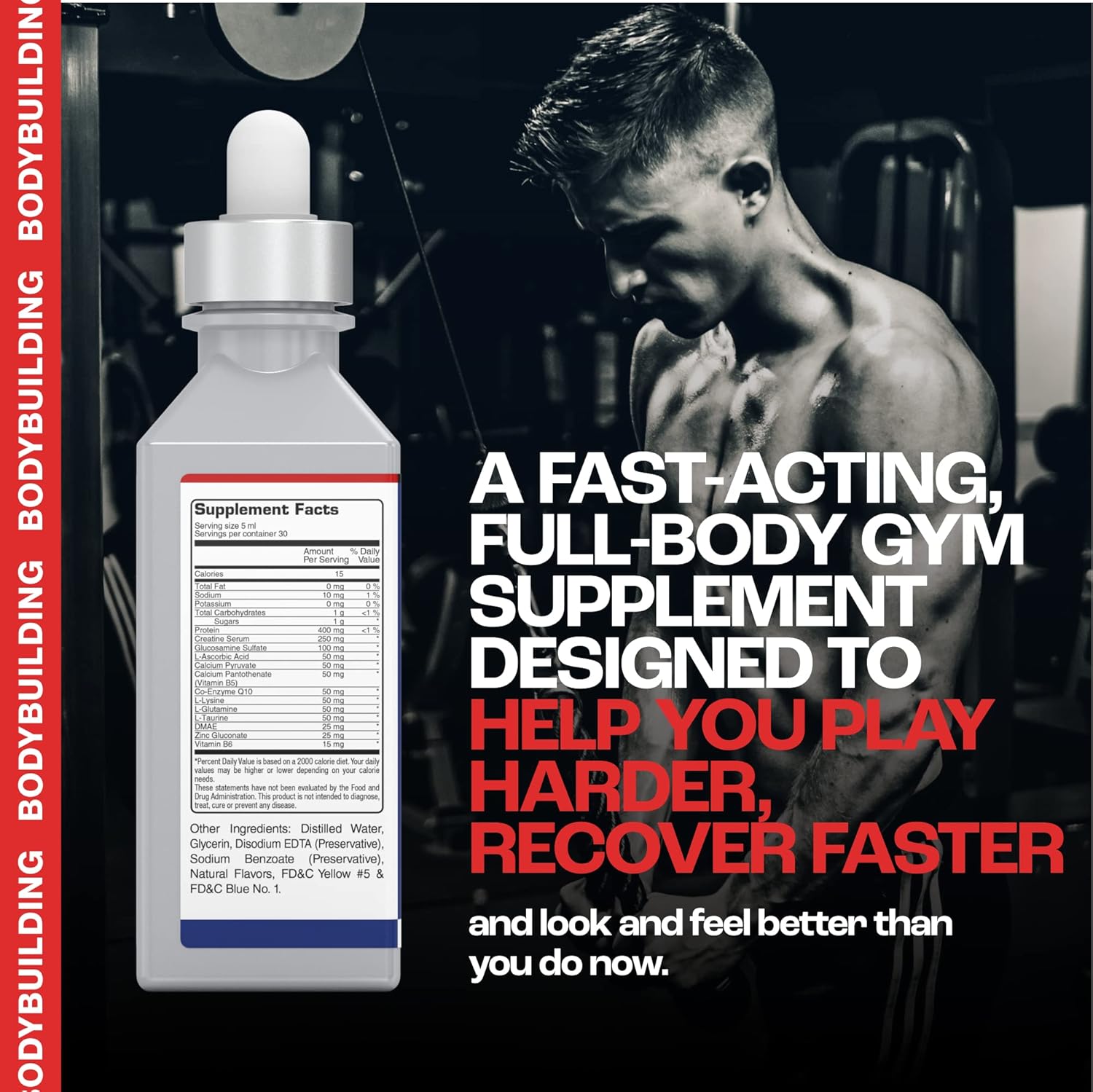 MMUSA Muscle Maker Post Workout Serum: Ultimate Men's Health Supplement with Antioxidants, Vitamin C, Zinc, Creatine, Raspberry Flavor 5.1 Fl Oz