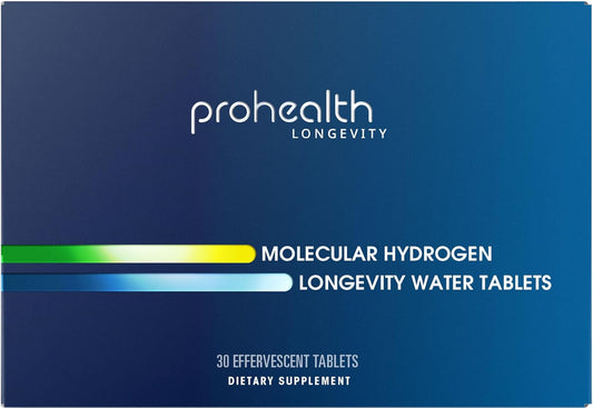 Molecular Hydrogen Longevity Water Tablets - ProHealth | Clinically Studied | Third-Party Tested | 80 mg, 30 Tablets