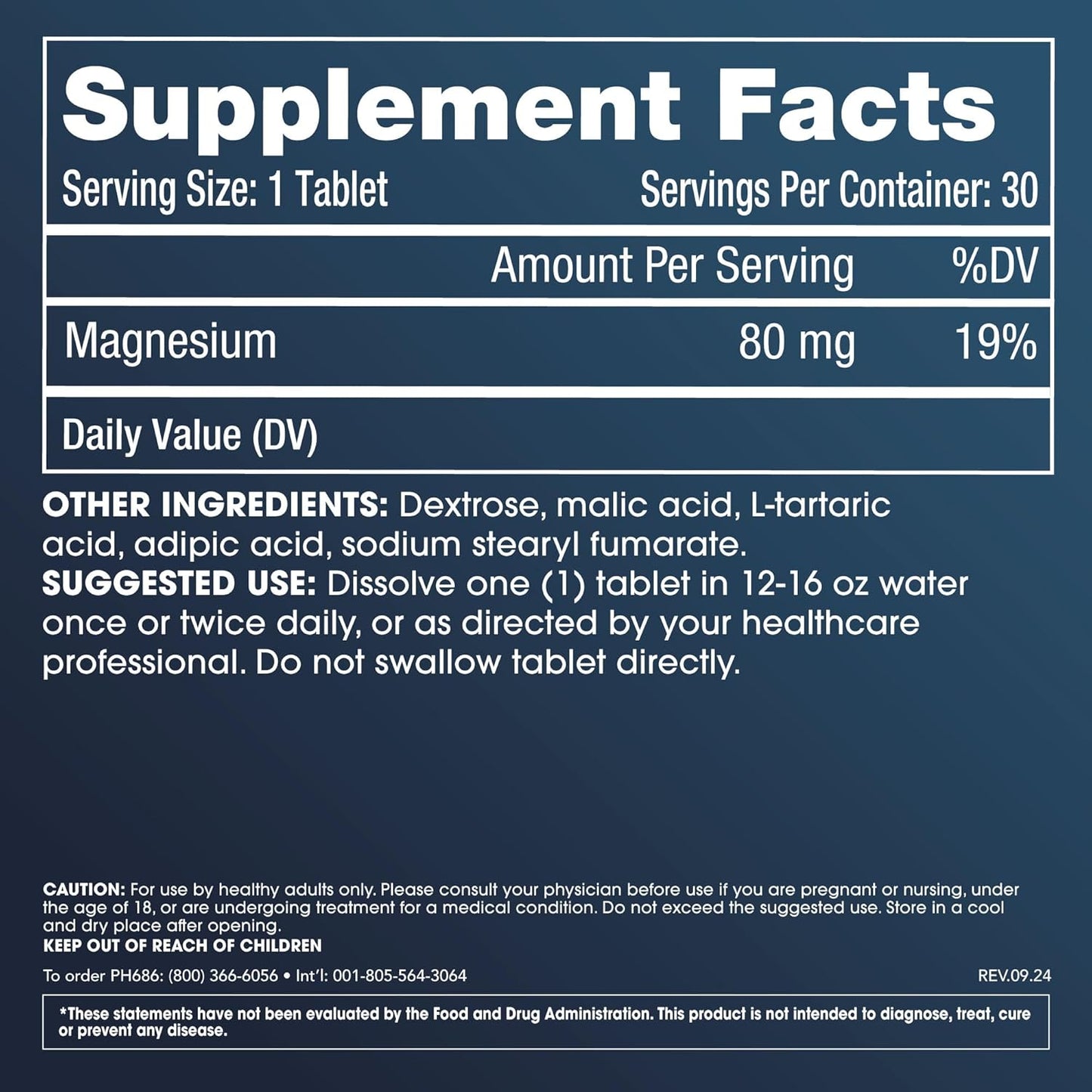 Molecular Hydrogen Longevity Water Tablets - ProHealth | Clinically Studied | Third-Party Tested | 80 mg, 30 Tablets
