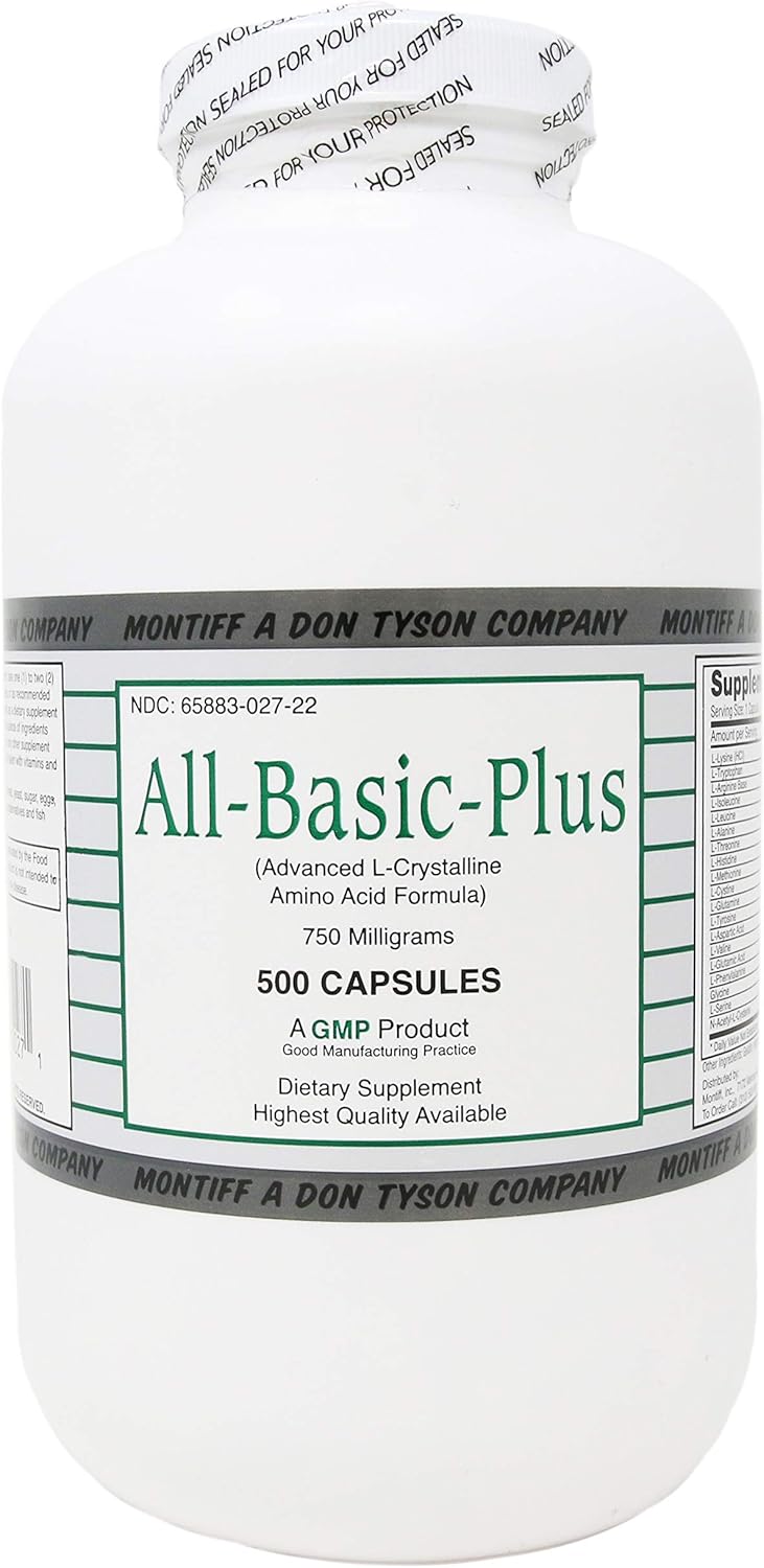 Montiff All Basic Plus 750 mg - 500 Capsules - High Quality Amino Acid Supplement