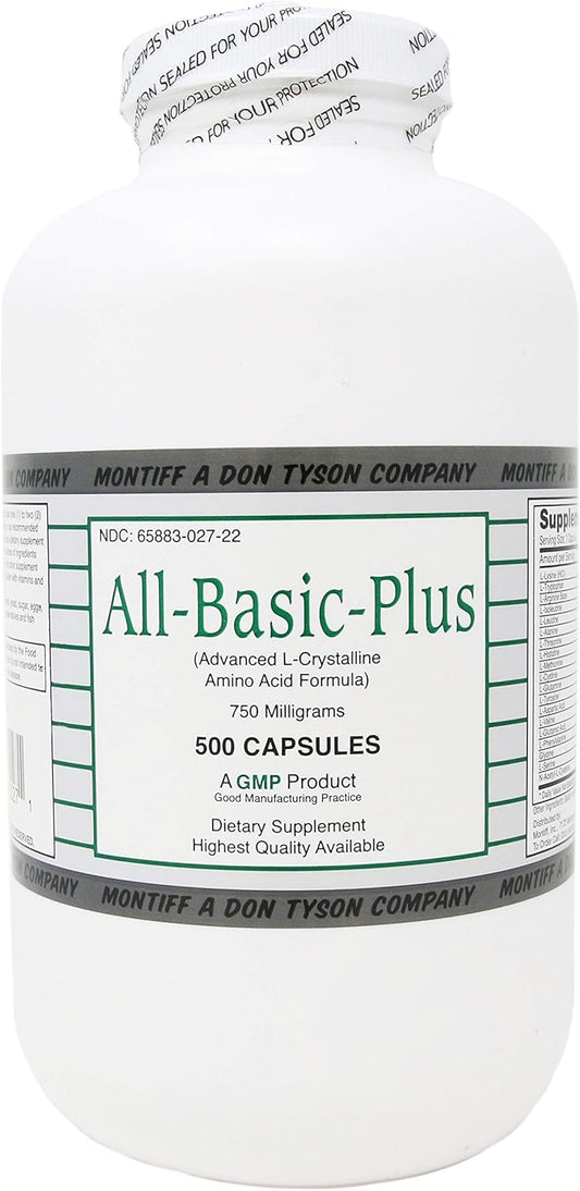 Montiff All Basic Plus 750 mg - 500 Capsules - High Quality Amino Acid Supplement