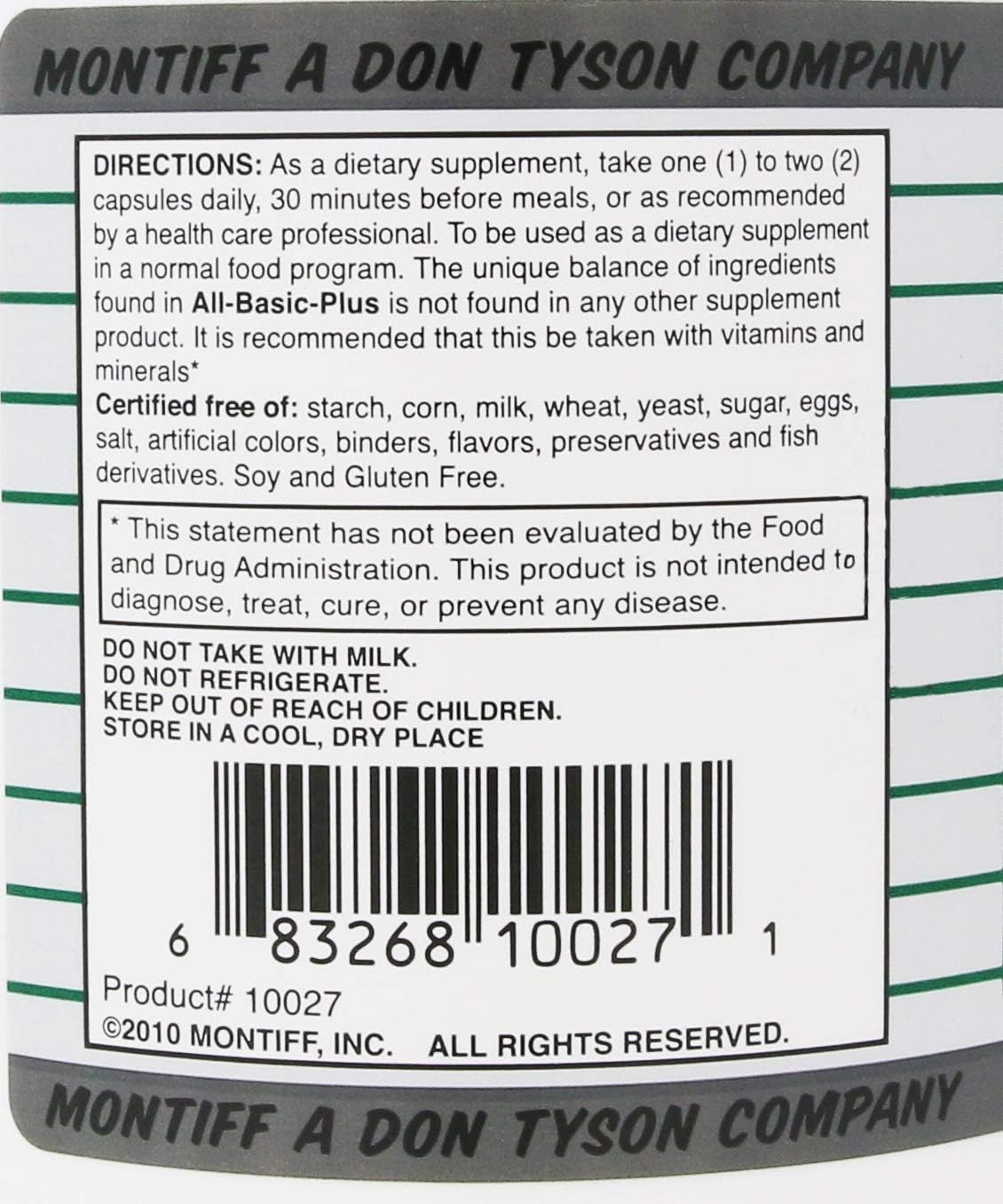 Montiff All Basic Plus 750 mg - 500 Capsules - High Quality Amino Acid Supplement