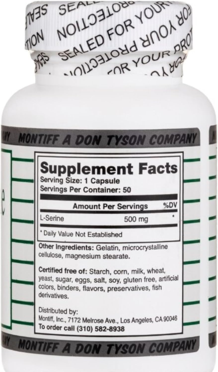 Montiff MindEyes L-Serine 500mg Capsules - Cognitive Support Dietary Supplement