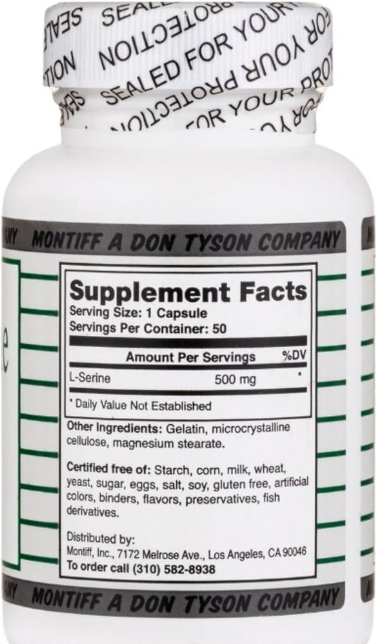 Montiff MindEyes L-Serine 500mg Capsules - Cognitive Support Dietary Supplement