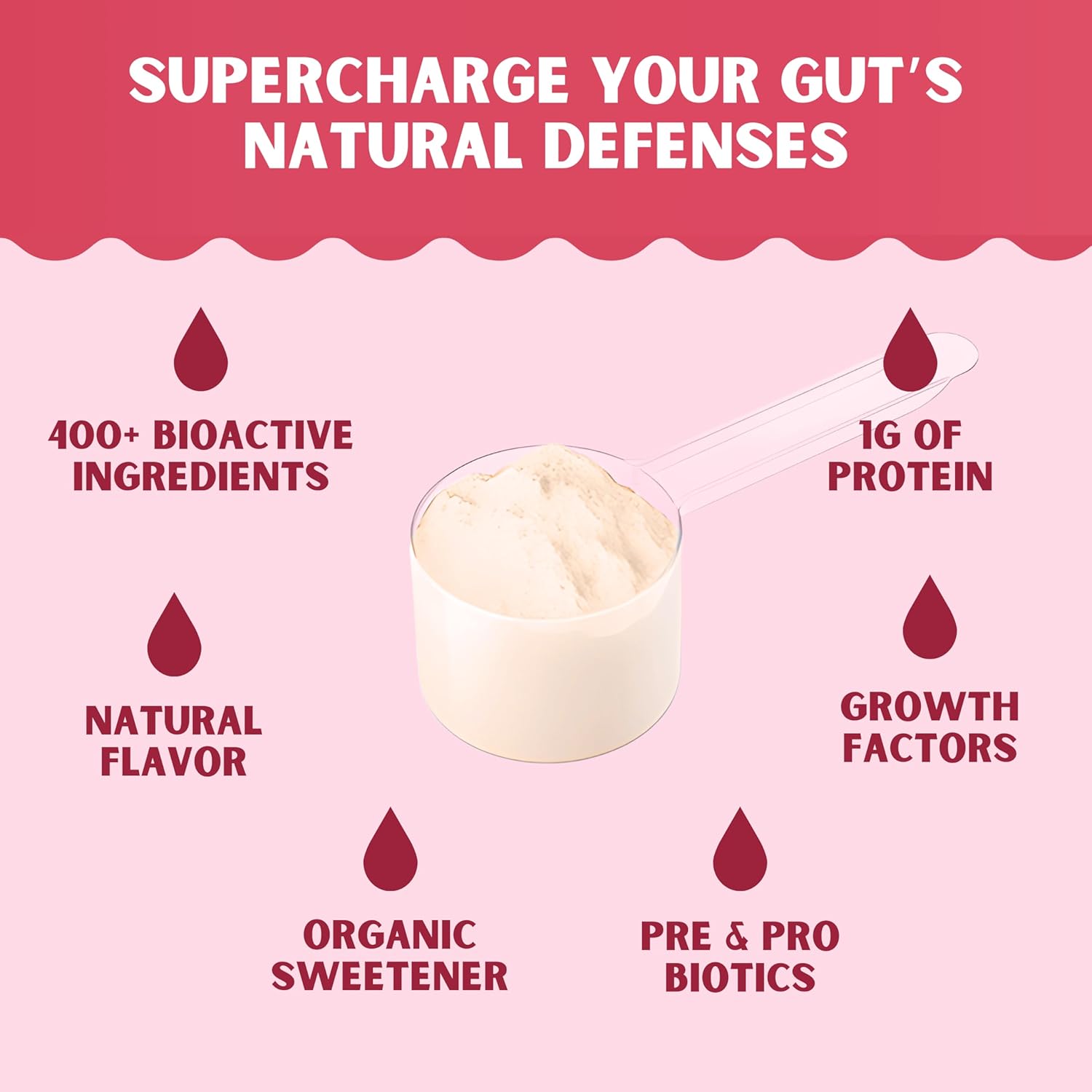 Moogi Colostrum Premium Powder for Skin, Hair, Nails, and Immune Support - 400+ Bioactive Nutrients - Gluten & Fat Free - Strawberry Cream Flavor - 30 Stick Packs