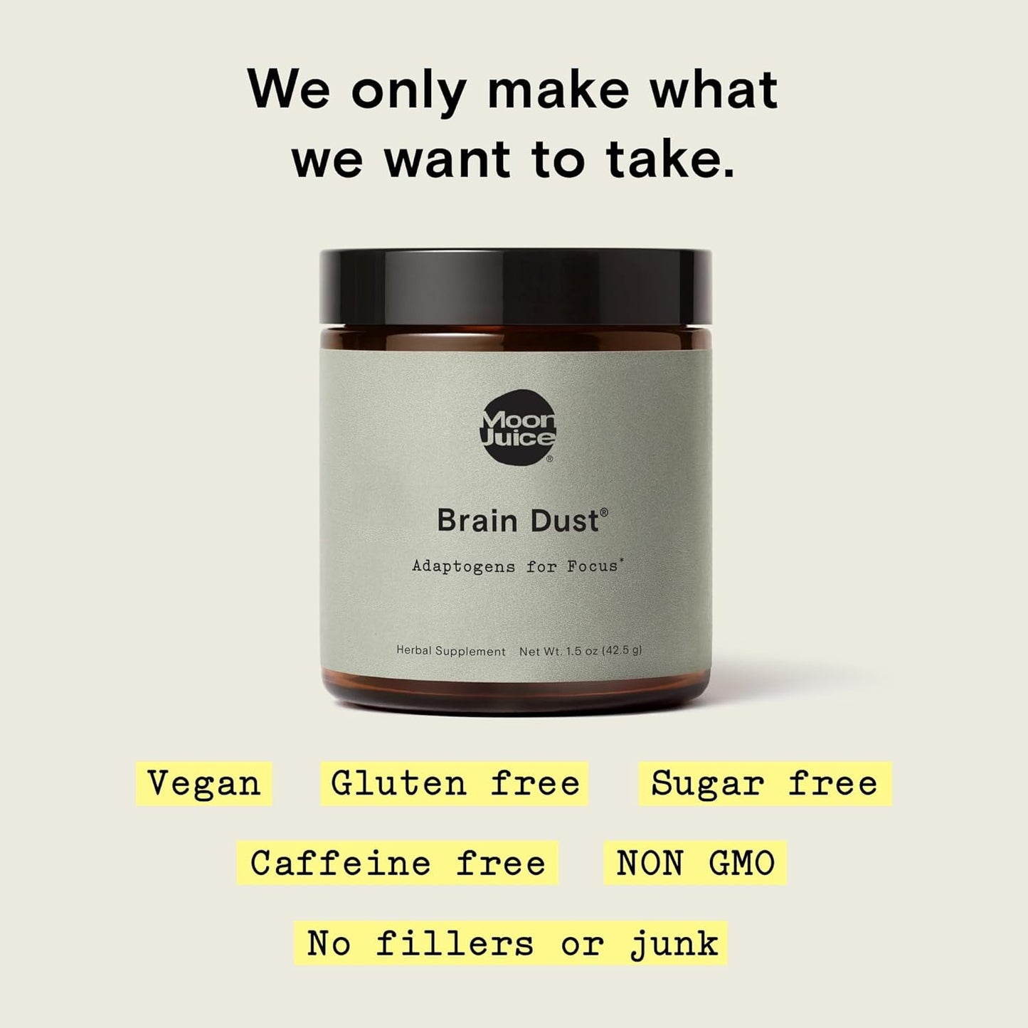 Moon Juice Brain Dust Memory and Focus Supplement with Lion's Mane, Ashwagandha, and Maca - Vegan and Caffeine Free