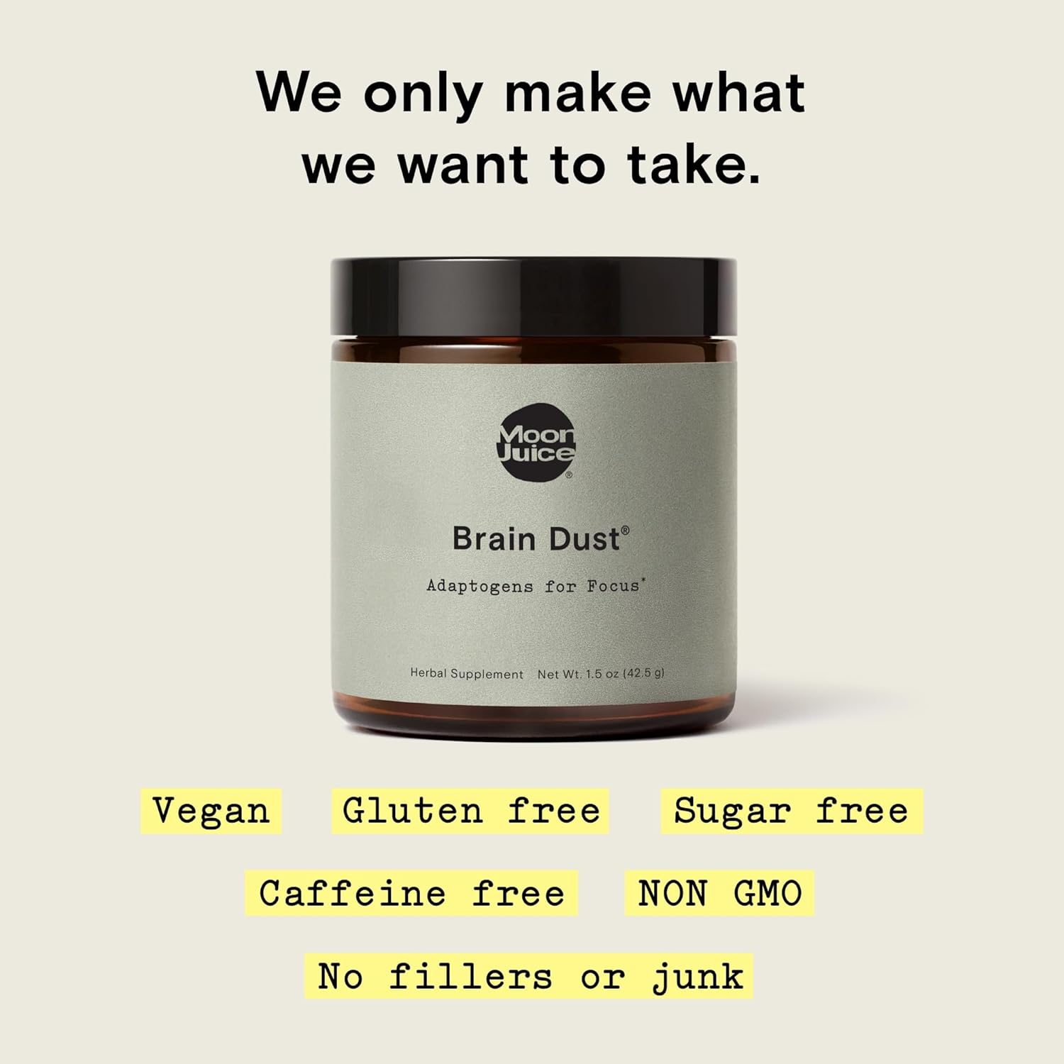 Moon Juice Brain Dust Memory and Focus Supplement with Lion's Mane, Ashwagandha, and Maca - Vegan and Caffeine Free
