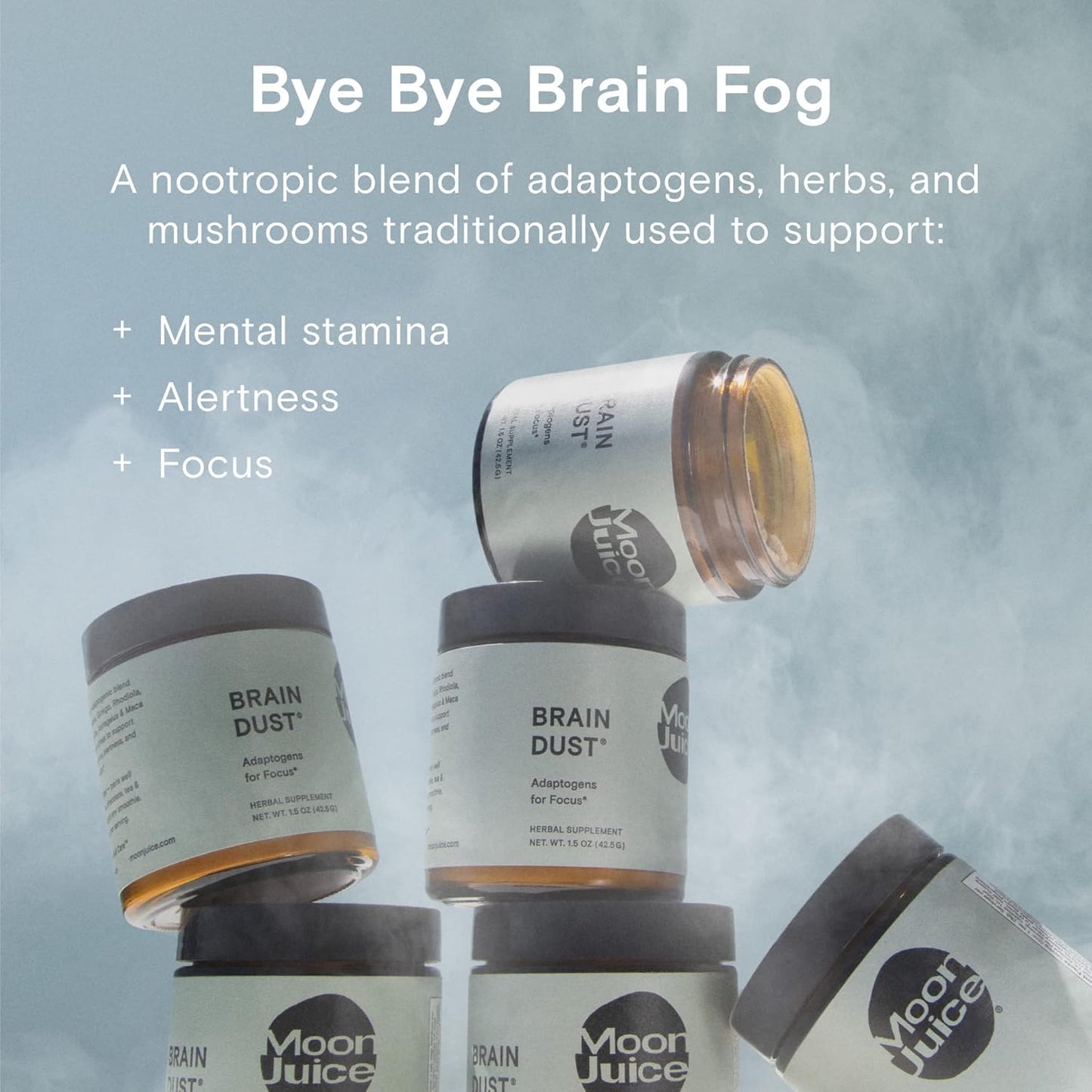 Moon Juice Brain Dust Memory and Focus Supplement with Lion's Mane, Ashwagandha, and Maca - Vegan and Caffeine Free