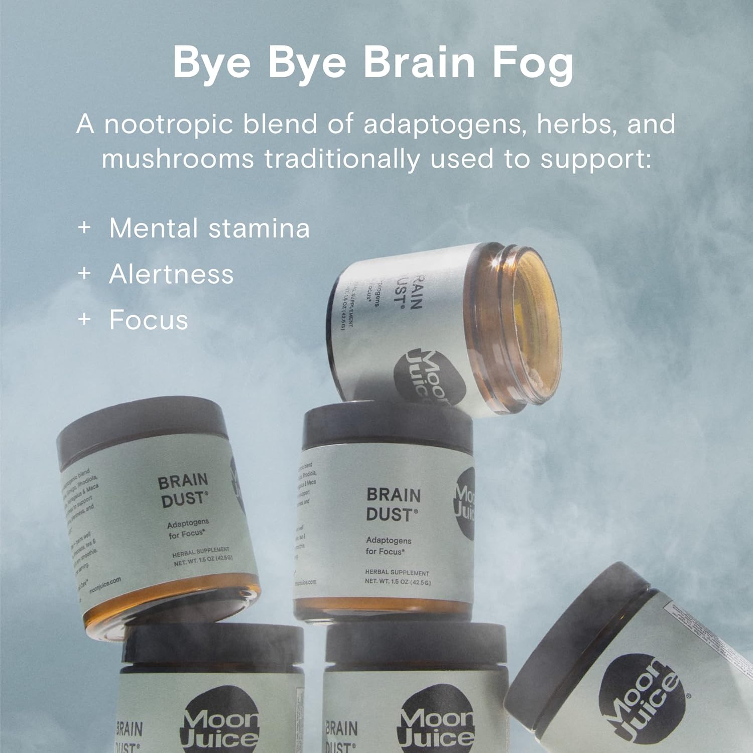 Moon Juice Brain Dust Memory and Focus Supplement with Lion's Mane, Ashwagandha, and Maca - Vegan and Caffeine Free