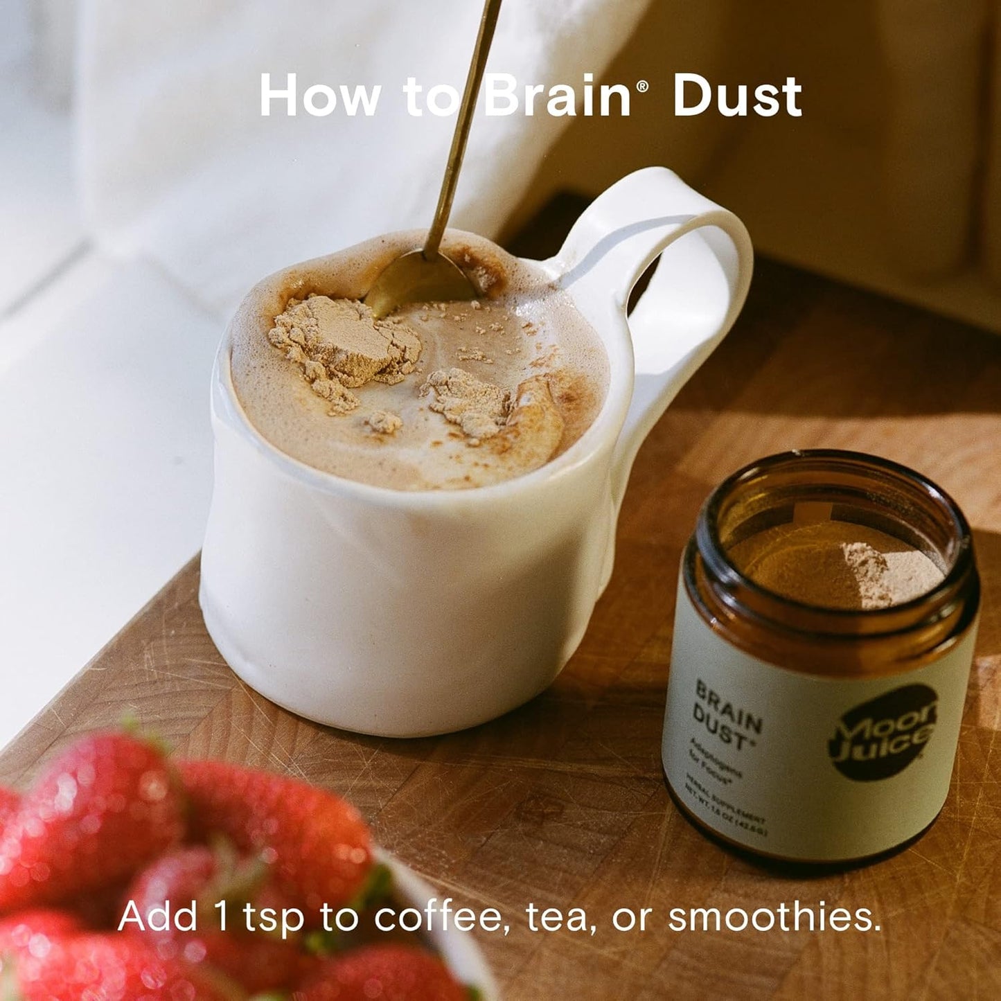 Moon Juice Brain Dust Memory and Focus Supplement with Lion's Mane, Ashwagandha, and Maca - Vegan and Caffeine Free