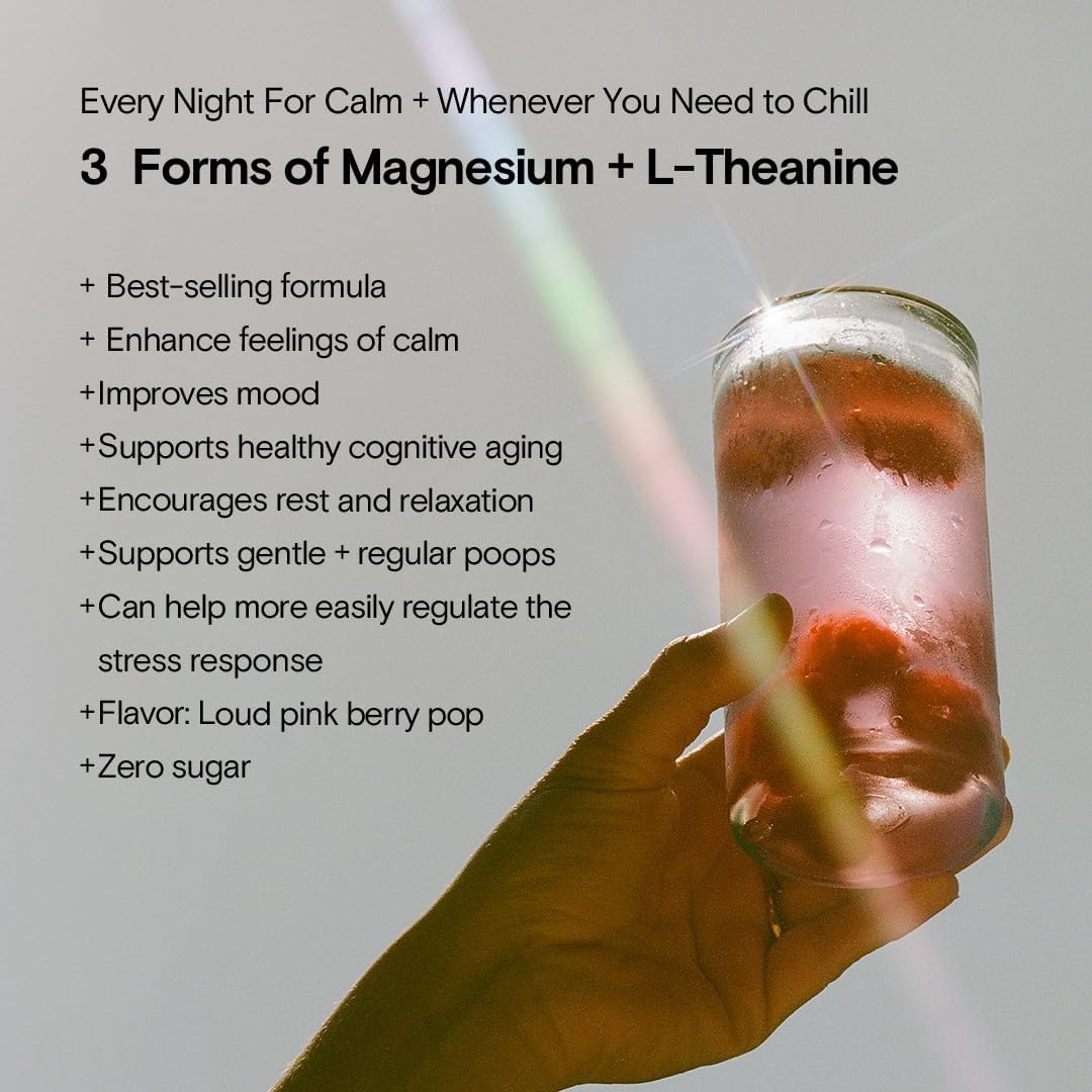 Moon Juice Magnesi-Om Berry Powder for Brain Health and Rest - 30 Servings, 4.2oz Glass Jar - Magnesium and L-Theanine Supplement, Vegan and Non-GMO, Third Party Tested