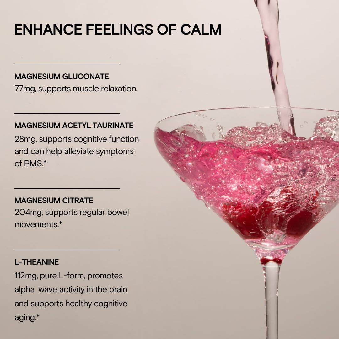 Moon Juice Magnesi-Om Berry Powder for Brain Health and Rest - 30 Servings, 4.2oz Glass Jar - Magnesium and L-Theanine Supplement, Vegan and Non-GMO, Third Party Tested