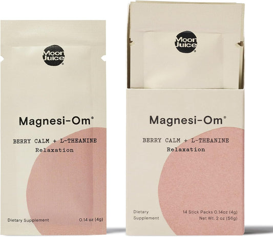 Moon Juice Magnesi-Om Berry Sticks: Brain Health & Rest Powder with Magnesium and L-Theanine for Regularity - 14 Servings