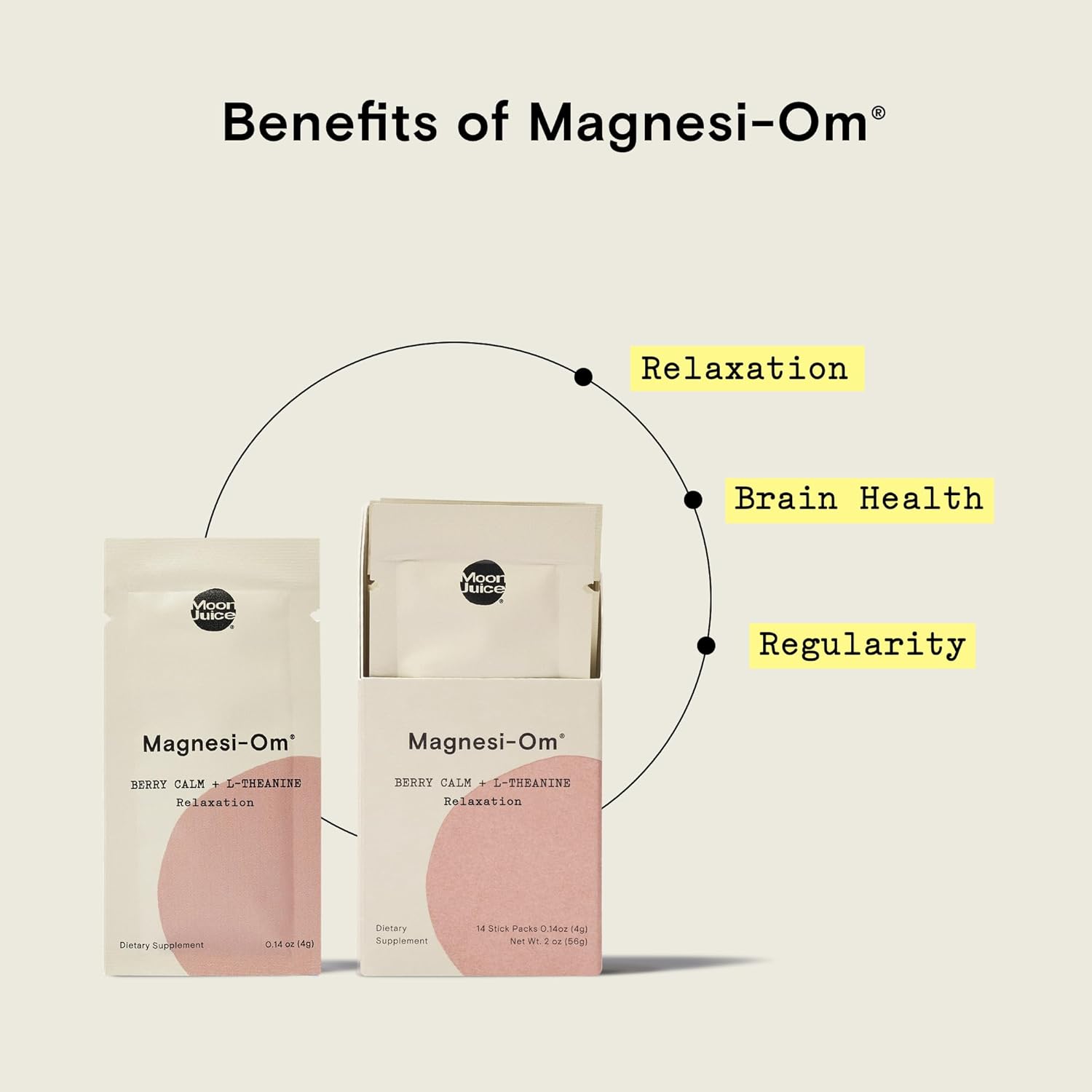 Moon Juice Magnesi-Om Berry Sticks: Brain Health & Rest Powder with Magnesium and L-Theanine for Regularity - 14 Servings