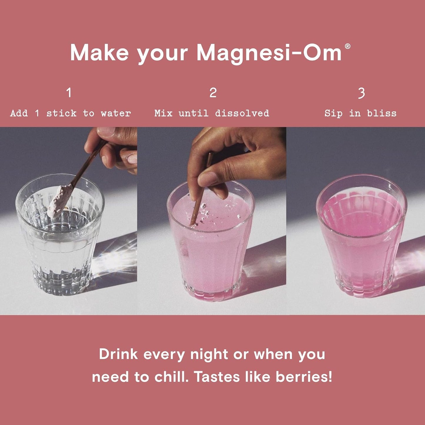 Moon Juice Magnesi-Om Berry Sticks: Brain Health & Rest Powder with Magnesium and L-Theanine for Regularity - 14 Servings