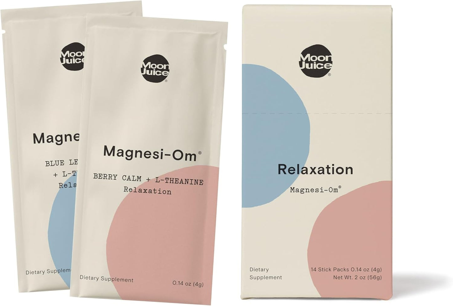 Moon Juice Magnesium Powder Sticks - Berry & Blue Lemon Flavor - Brain Health, Rest, Regularity - L-Theanine Supplement - 14 Servings - Vegan, Non GMO - 100% Traceable - 3rd Party Tested - 0.14oz