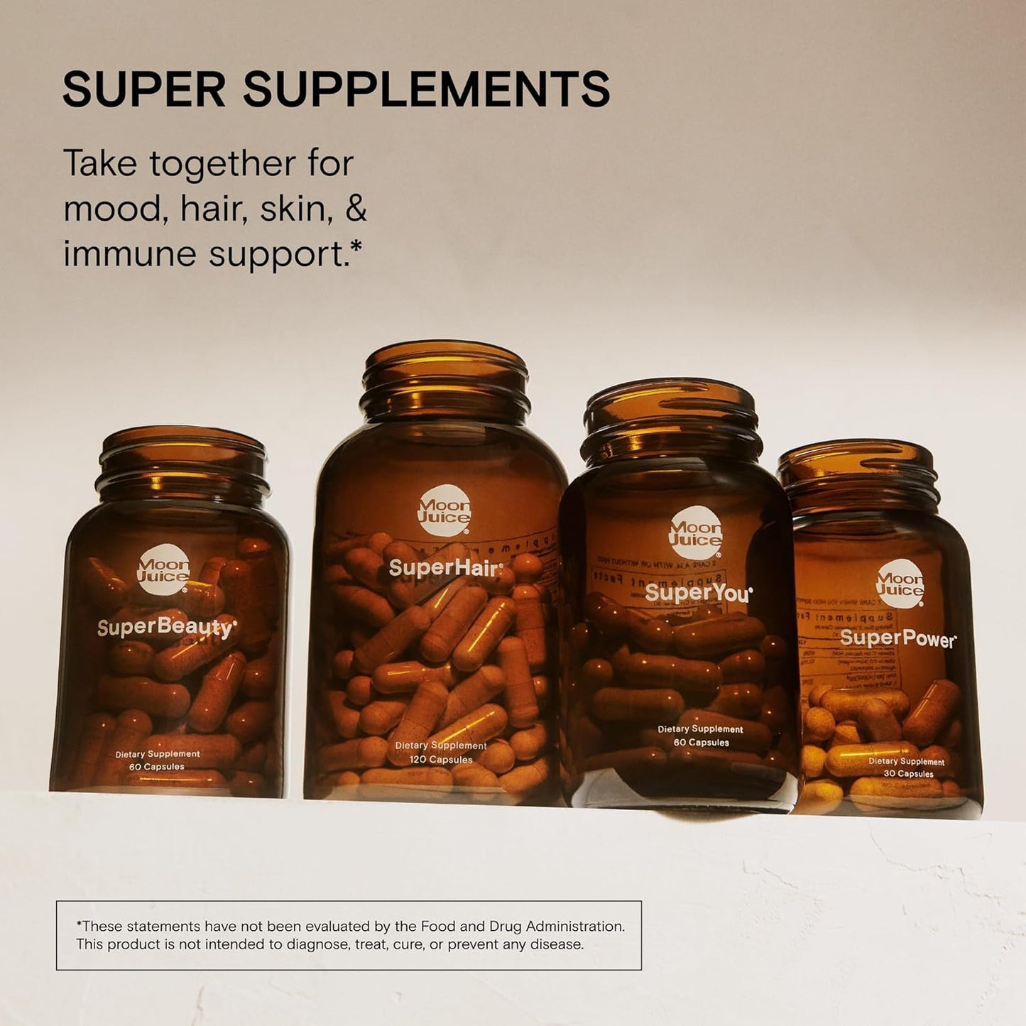 Moon Juice SuperYou Capsules - Energy, Mood, Focus - Ashwagandha Supplement - Cortisol Reducer - Reusable Glass Bottle - Vegan & Non GMO - 60 Count