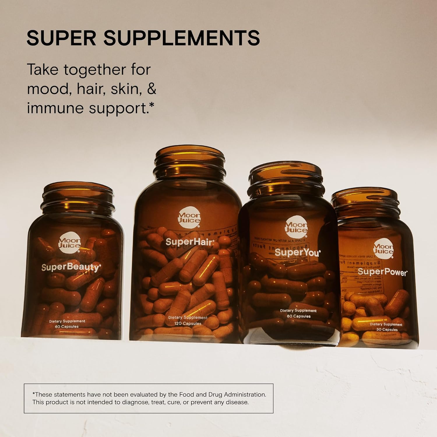 Moon Juice SuperYou Capsules - Energy, Mood, Focus - Ashwagandha Supplement - Cortisol Reducer - Reusable Glass Bottle - Vegan & Non GMO - 60 Count
