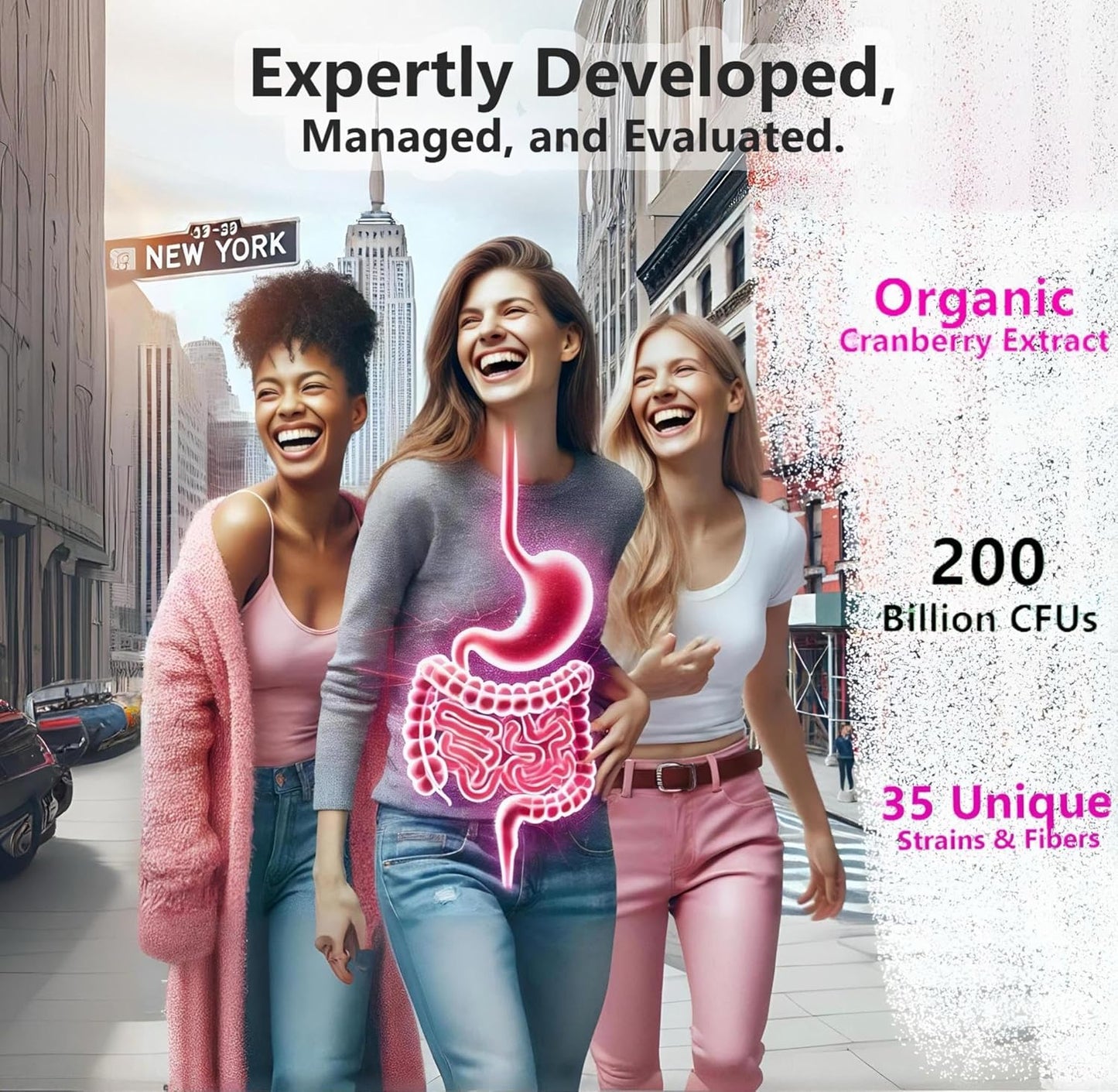 Moon Laboratory Women's Probiotic & Prebiotic with Cranberry & D-Mannose - 200 Billion CFUs, 35 Strains - PH Balance, Vaginal Health, UTI Treatment - 60 Capsules