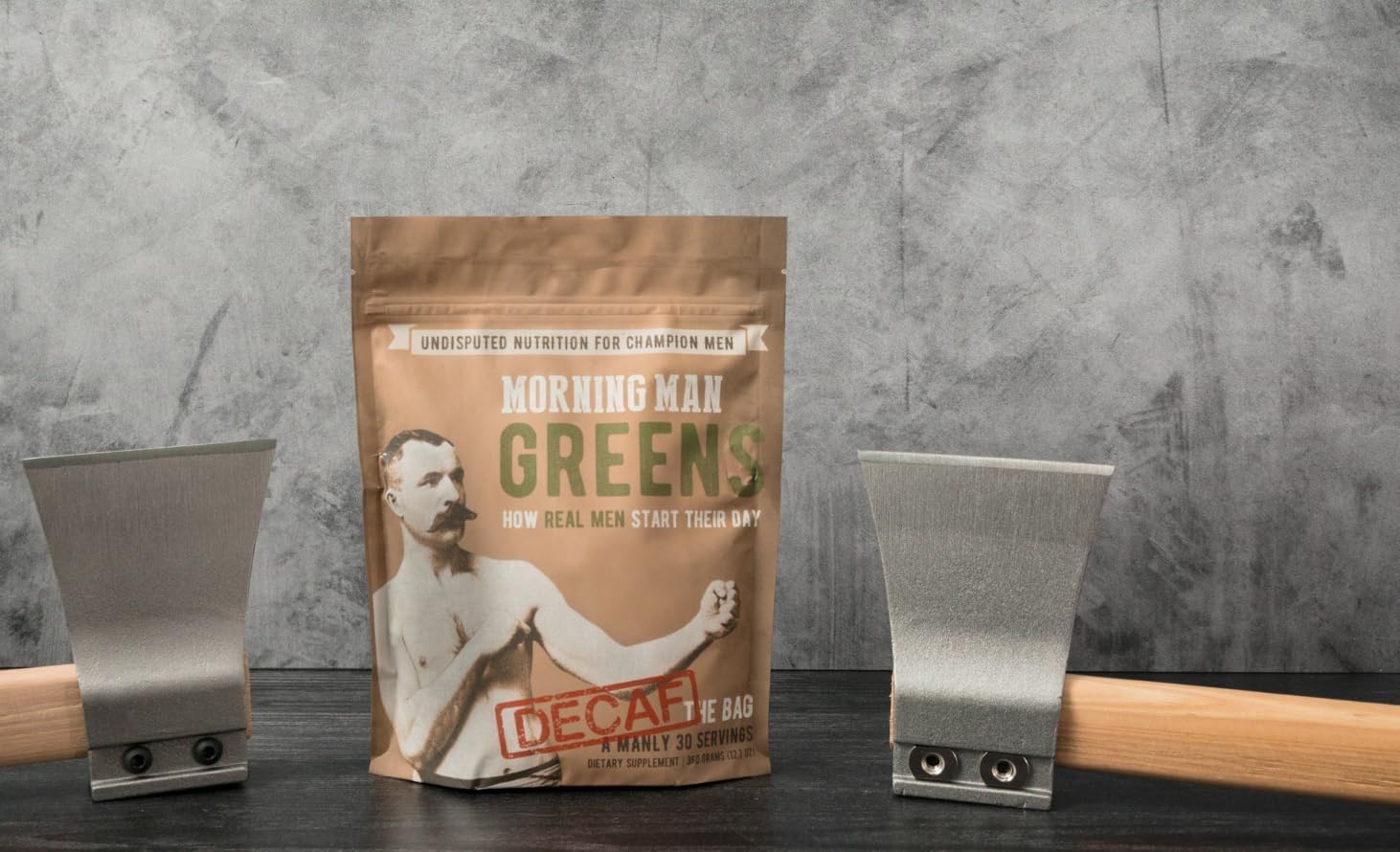 MORNING MAN Greens Powder Decaf - Probiotic Superfood Smoothie Mix with Digestive Enzymes - Gluten Free, Vegan, Non GMO - 30 Servings