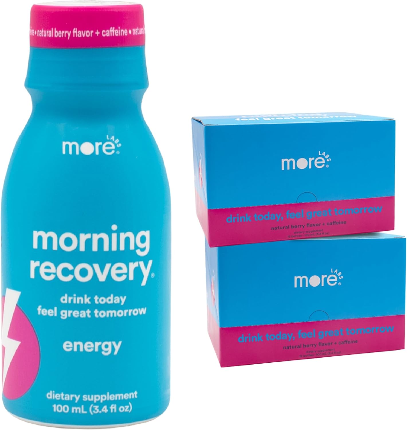 Morning Recovery Electrolyte Drink with Energy and Milk Thistle - Hydrating Proprietary Formula for Morning Recovery - Liquid DHM Berry Flavor - Pack of 24