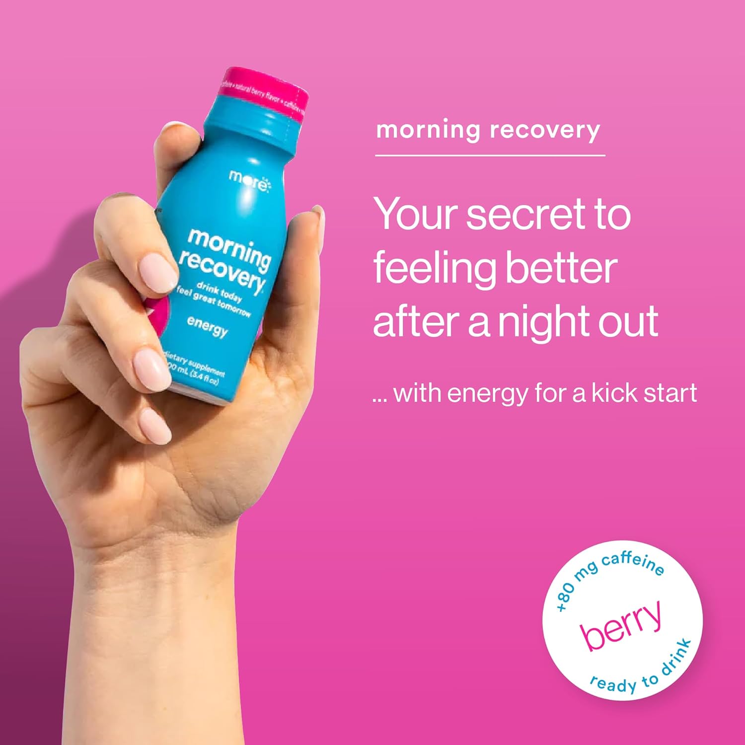 Morning Recovery Electrolyte Drink with Energy and Milk Thistle - Hydrating Proprietary Formula for Morning Recovery - Liquid DHM Blend - Berry Flavor - Pack of 6