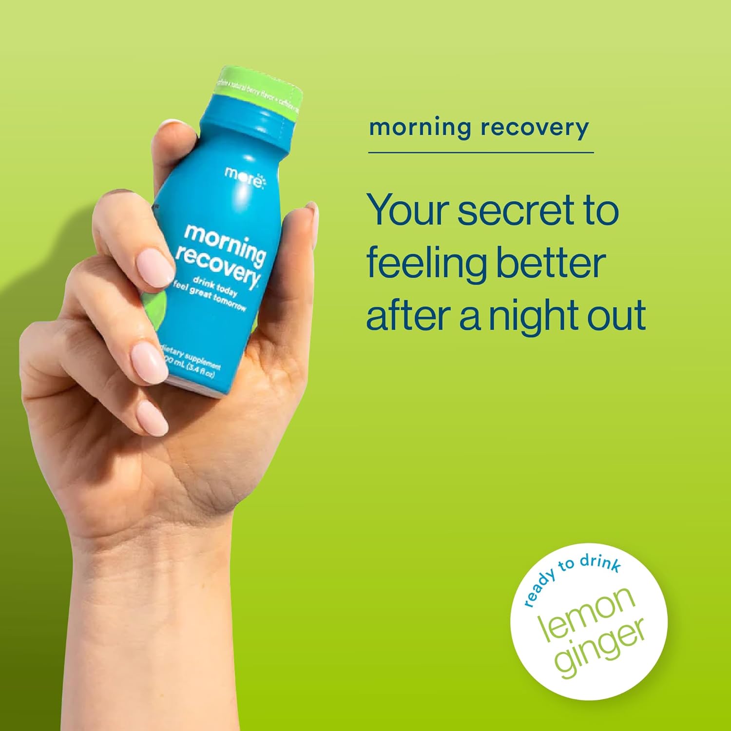 Morning Recovery Electrolyte Drink with Milk Thistle, DHM, Lemon Ginger - Hydrate While Drinking - Highly Soluble Liquid - 1 Pack