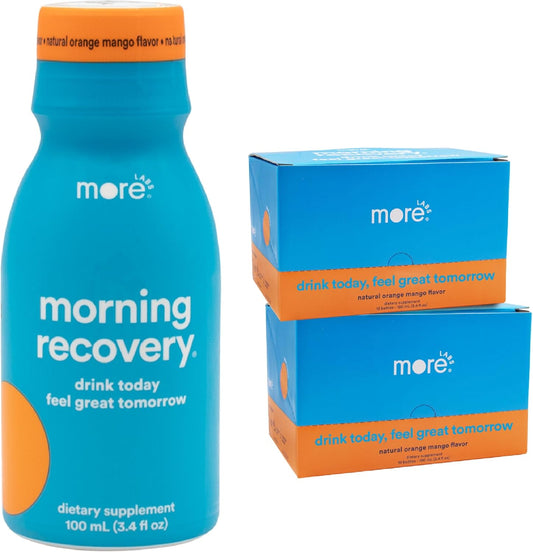 Morning Recovery Electrolyte & Milk Thistle Drink - Hydrate While Drinking, Liquid DHM, Orange Mango Flavor, Pack of 24