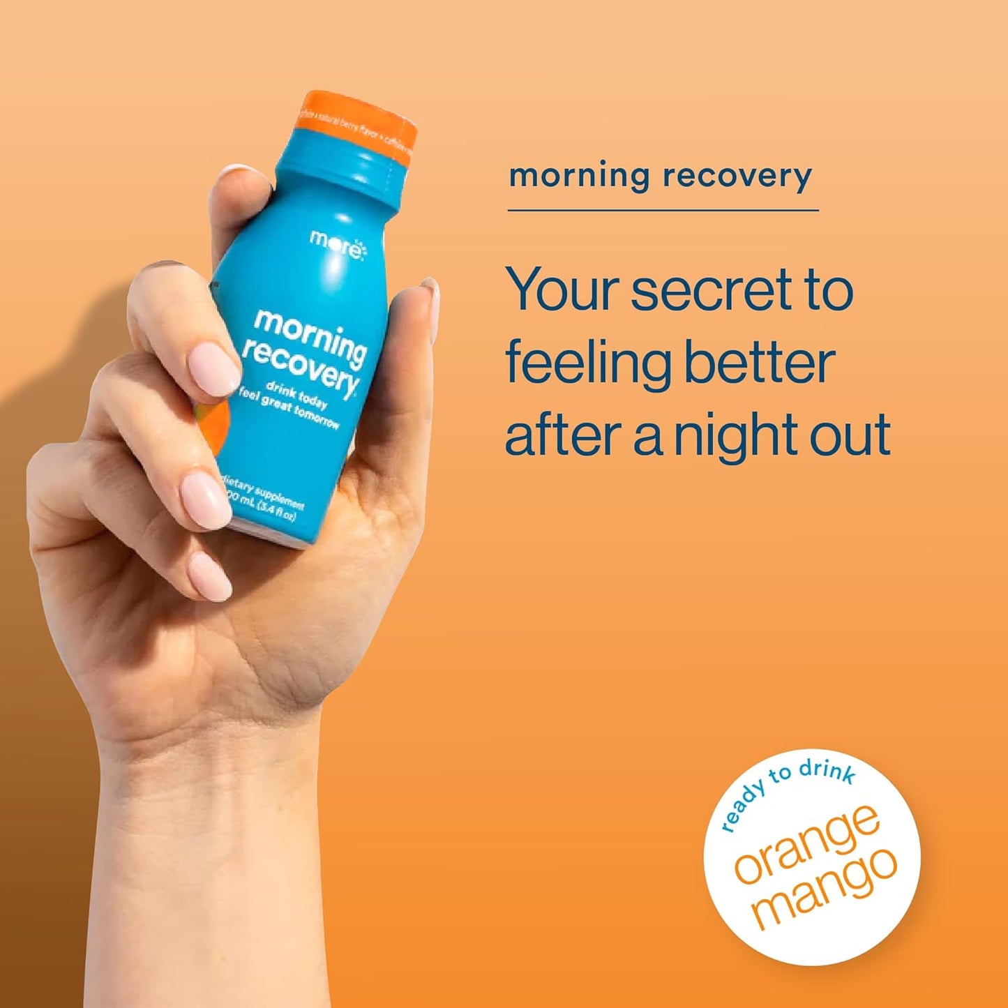 Morning Recovery Electrolyte & Milk Thistle Drink - Hydrating Proprietary Formula with DHM - Orange Mango, Pack of 6