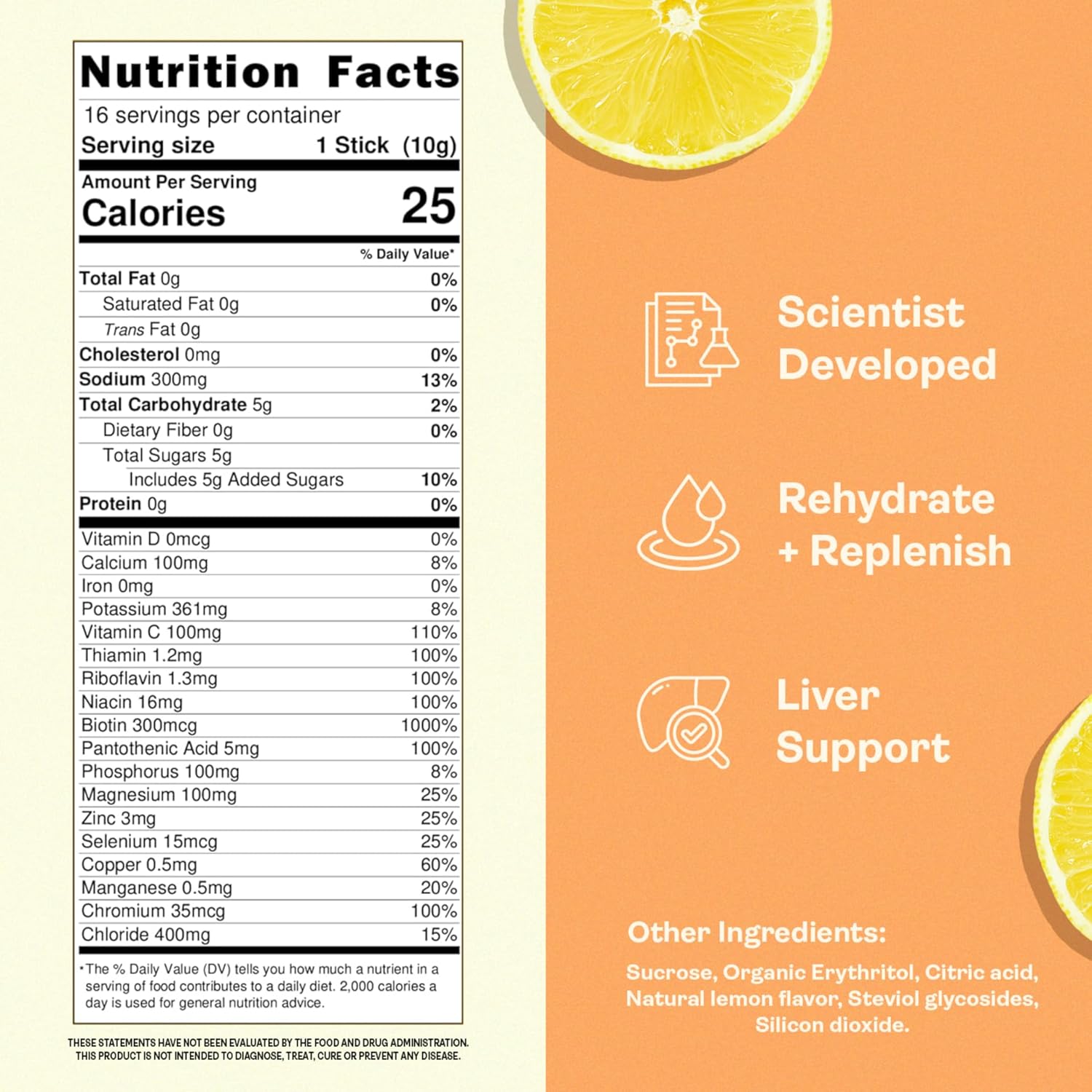 Morning Recovery Liver Support Hydration Packs with Electrolytes, Vitamins, and Minerals - Perfect for Pre and Post Drinking - Essential for Travel and Vacation - Lemonade Flavor - 16 Pack