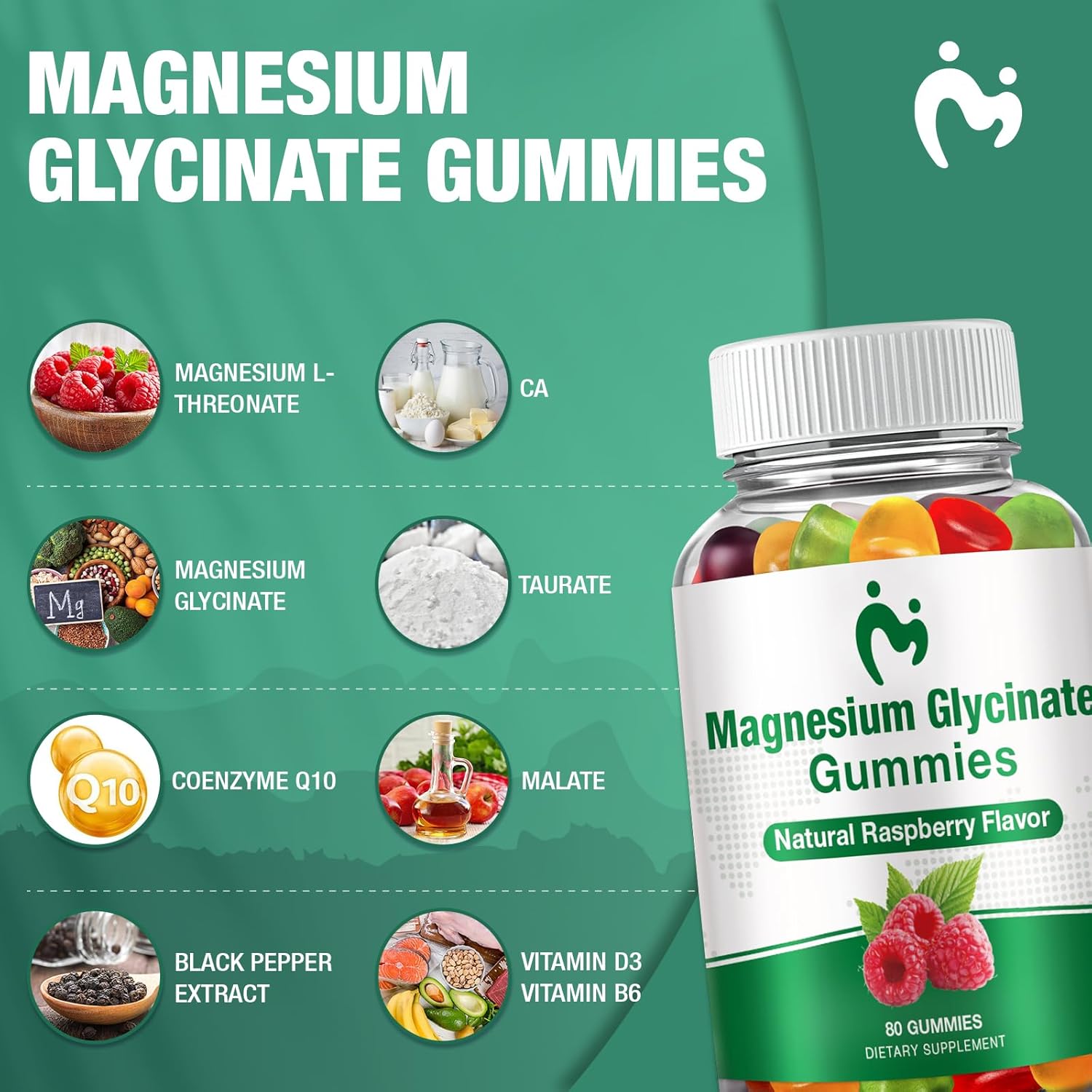 MOSRAY Magnesium Glycinate Gummies 400mg for Sleep & Stress Relief - Adults & Kids, 1 Pack Magnesium Malate Chewable with Potassium for Muscle Calm & Relaxation
