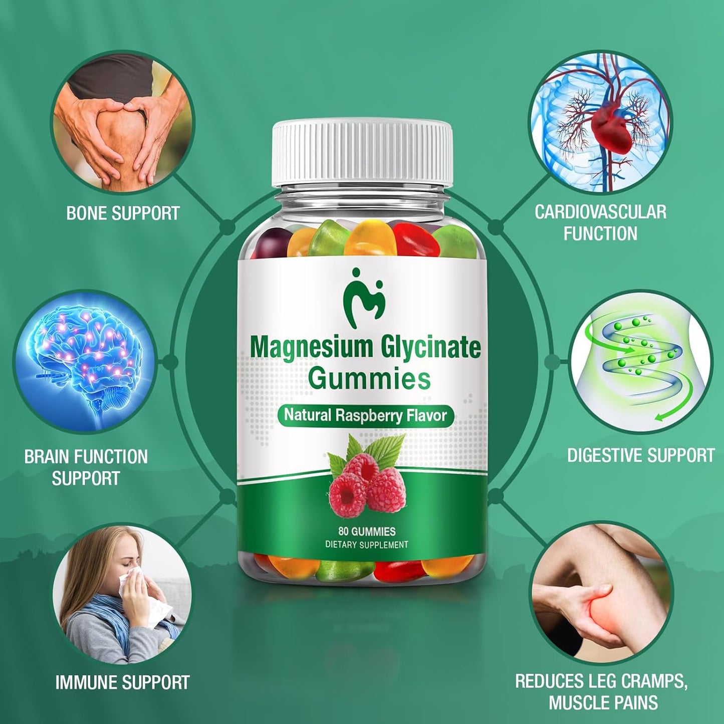 MOSRAY Magnesium Glycinate Gummies 400mg for Sleep & Stress Relief - Adults & Kids, 1 Pack Magnesium Malate Chewable with Potassium for Muscle Calm & Relaxation