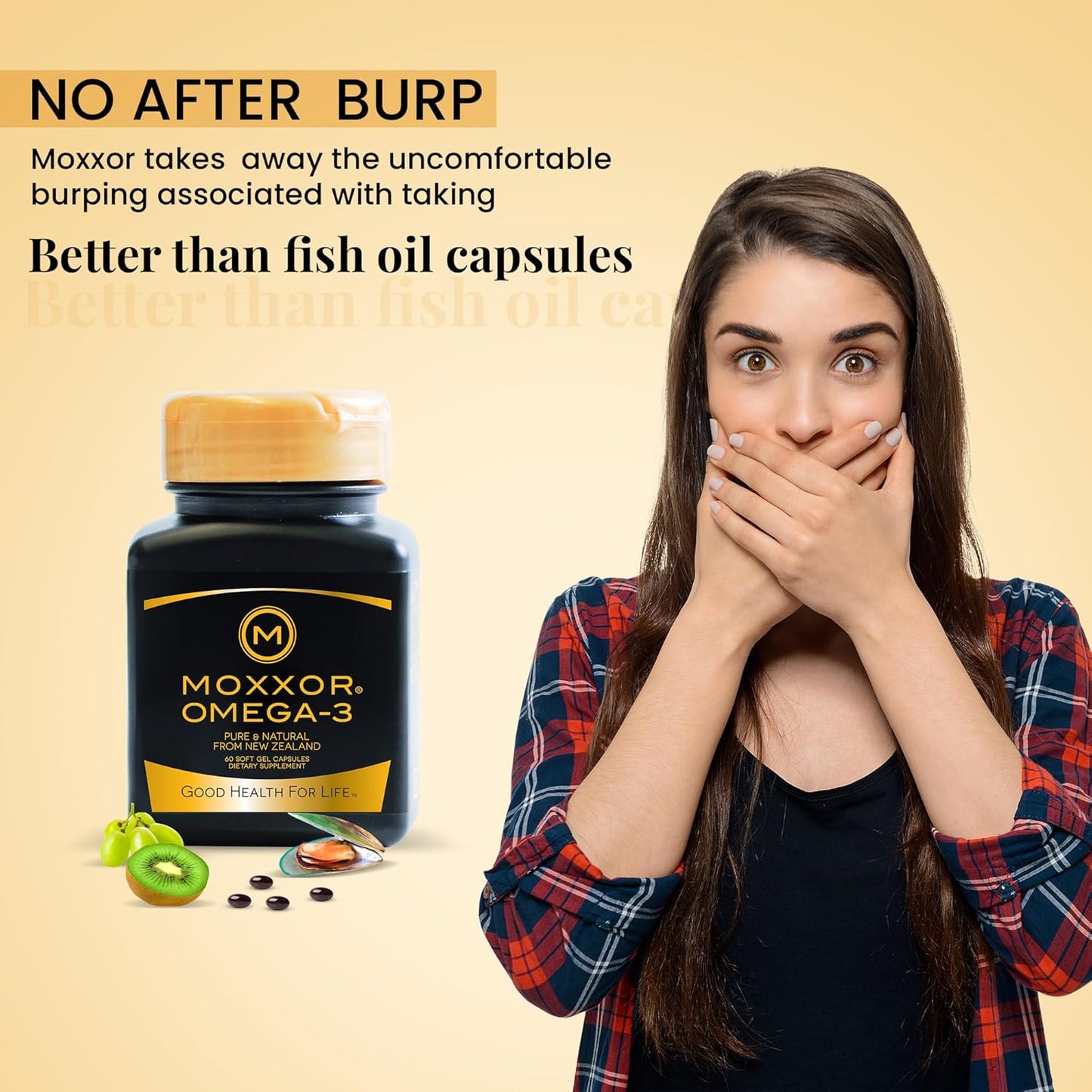 Moxxor Omega 3 Green Lipped Mussel Oil Soft gels for Joint, Heart, and Immune Support - 120 Soft gels - No Fishy Aftertaste - 2 Pack