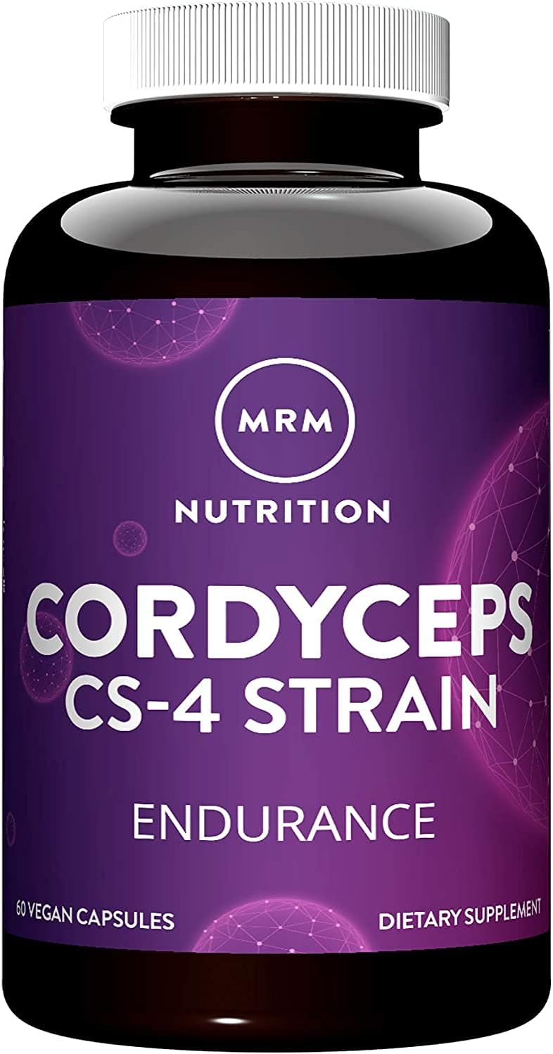 MRM Nutrition Cordyceps CS-4 Strain Supplement for Endurance and Energy - Vegan Formula with Adaptogens - 60 Servings