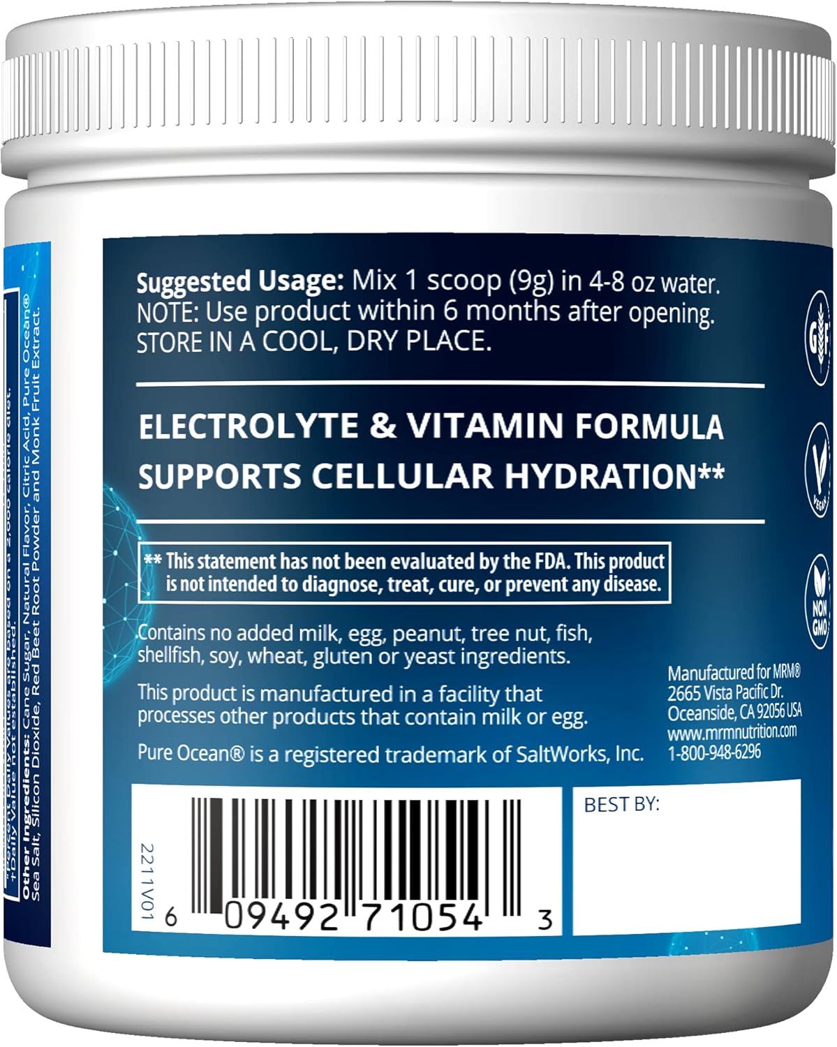 MRM Nutrition Hydration + Blueberry Açai Flavor Electrolyte Boost with Vitamins, 15 Servings, Vegan & Gluten-Free