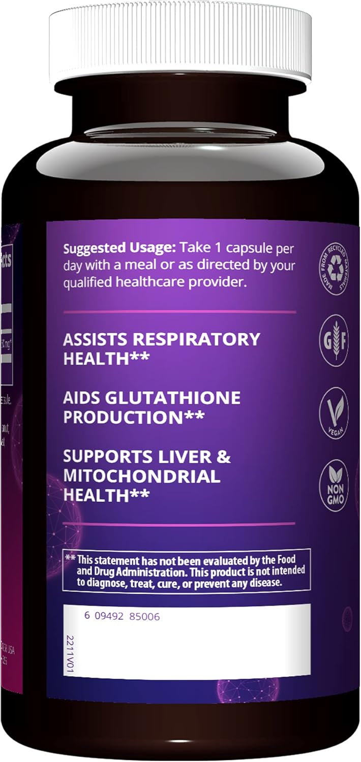 MRM Nutrition N-Acetyl-Cysteine (NAC) 600mg Supplement for Antioxidant, Respiratory, Liver, and Mitochondrial Health - Vegan and Gluten-Free - 60 Servings