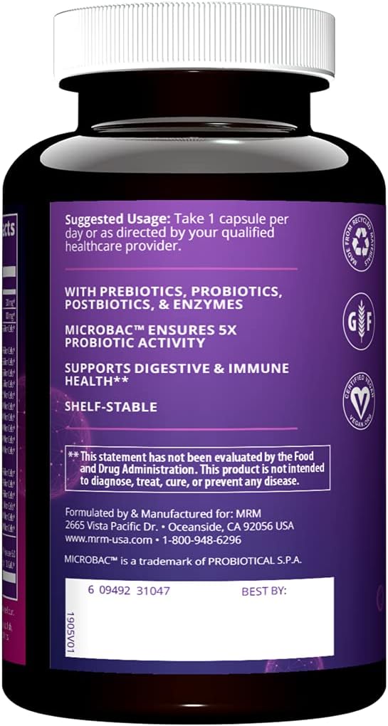 MRM Nutrition Probiotics with Prebiotics and Postbiotics - Extra Strength Formula for Gut and Immune Health - 25 Billion Cells, 16 Strains - Shelf Stable - 30 Servings