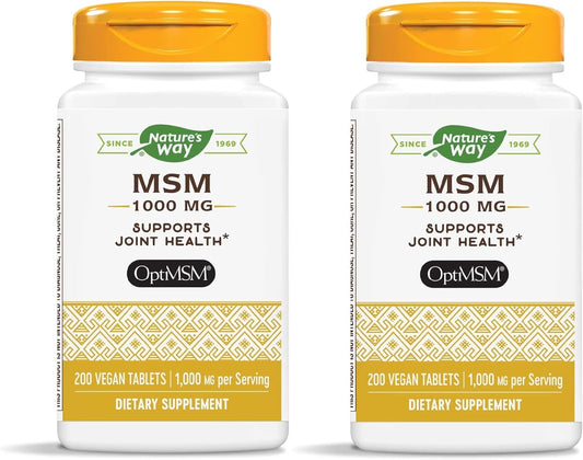 MSM 1000 mg Joint Health Supplement Tablets - Vegan & Gluten-Free - Pack of 2 - Methylsulfonylmethane for Joints