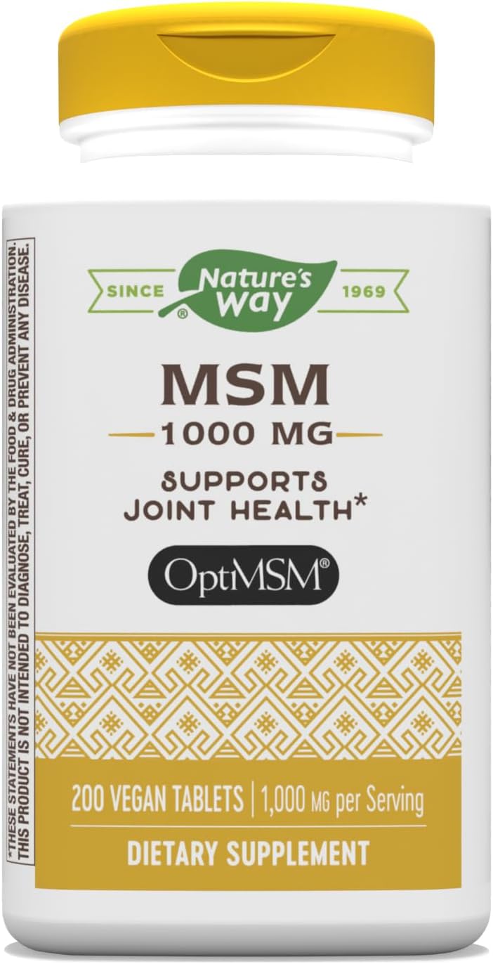 MSM 1000 mg Joint Health Supplement with Methylsulfonylmethane - Gluten-Free Vegan Tablets - 200 Count