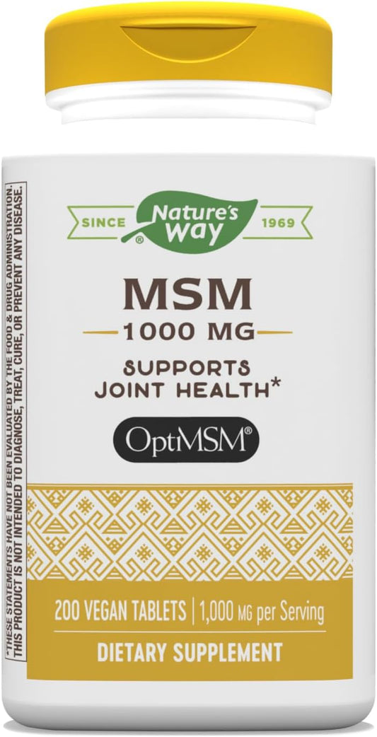 MSM 1000 mg Joint Health Supplement with Methylsulfonylmethane - Gluten-Free Vegan Tablets - 200 Count