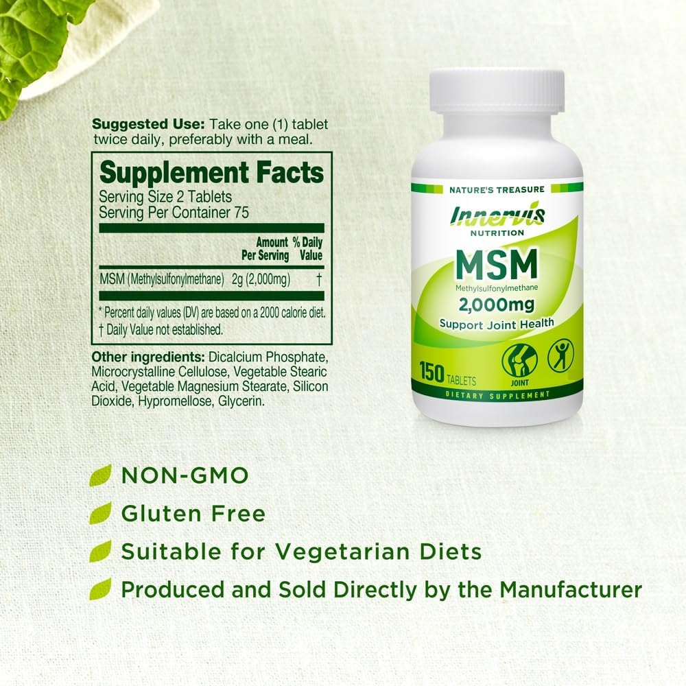MSM Joint Support Tablets for Healthy Mobility and Cartilage Comfort - 2000 mg Muscle Recovery Supplement