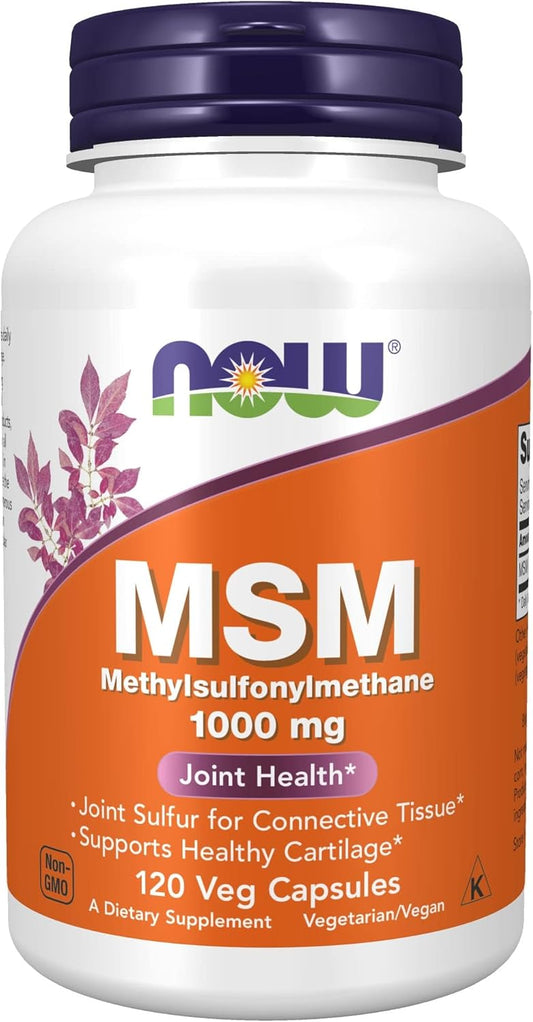 MSM (Methylsulfonylmethane) 1,000 mg Joint Health Supplement by NOW Foods - 120 Veg Capsules