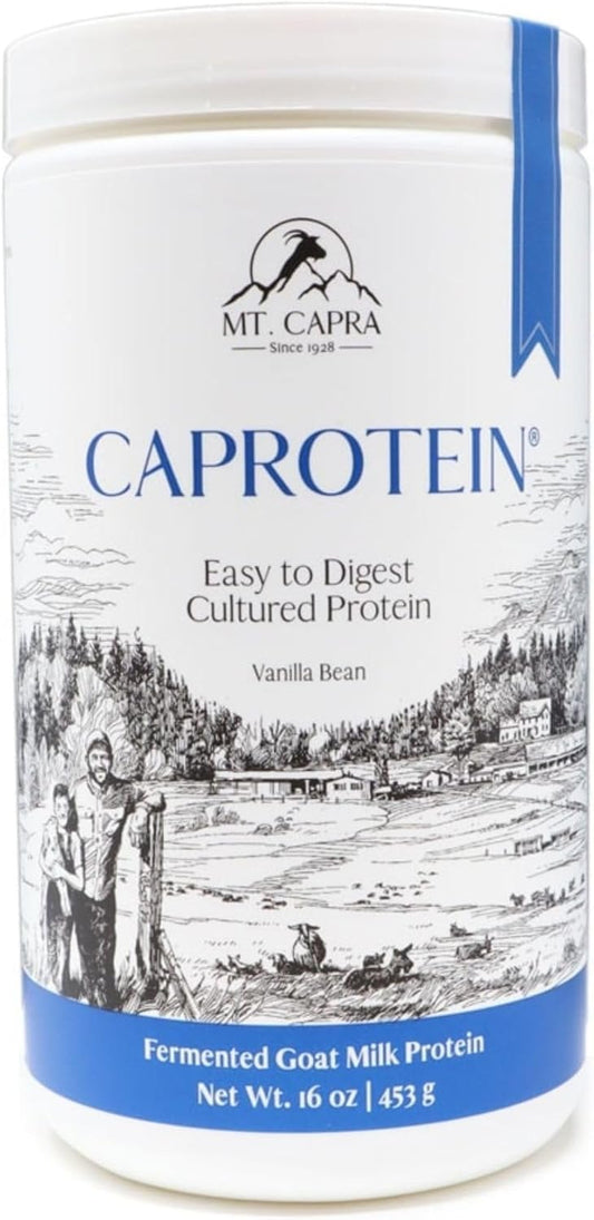 Mt Capra Caprotein Vanilla Bean - Casein Protein Concentrate from Grass-Fed Goats, Easy to Digest, 23 Servings, 16 oz