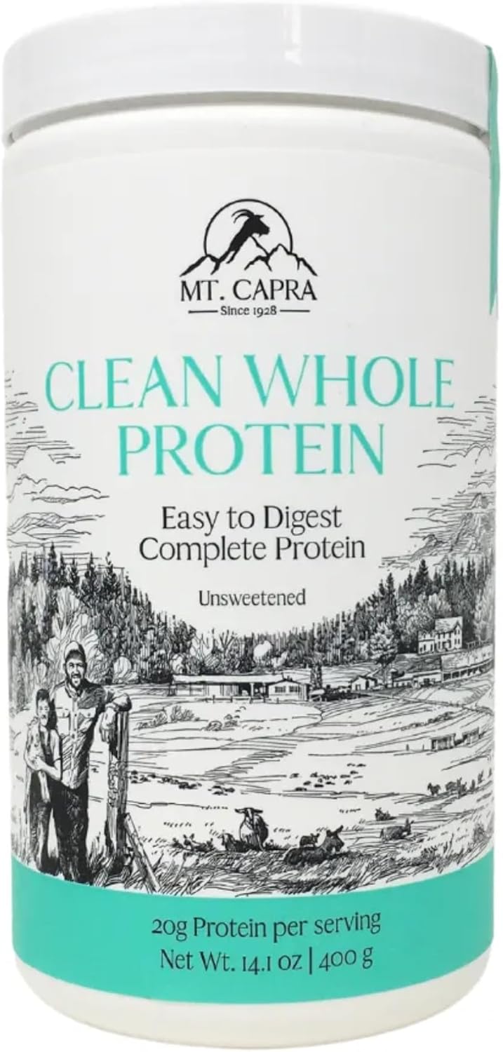 Mt Capra Clean Whole Protein Blend - Grass-Fed Goat Protein with Whey & Casein, 20g Protein per Serving, Muscle Building, No Bloating, 13 Servings, 400g